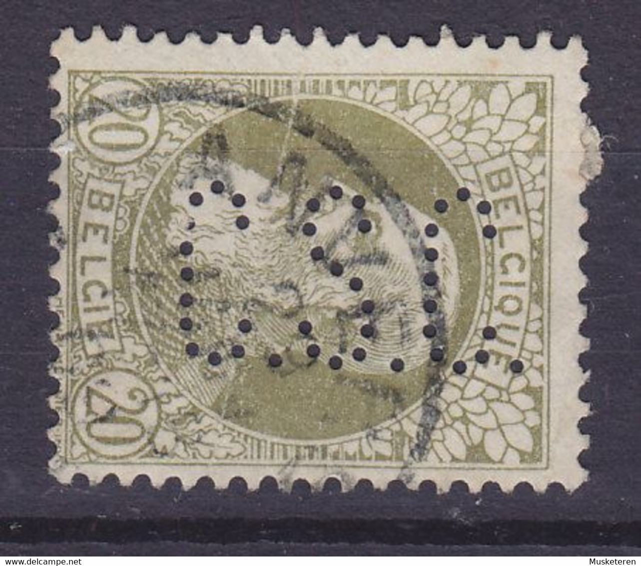 Belgium Perfin Perforé Lochung 'C.S.C.' Mi. 72, 20c. Leopold II. Stamp ANVERS Cancel (2 Scans) - 1909-34