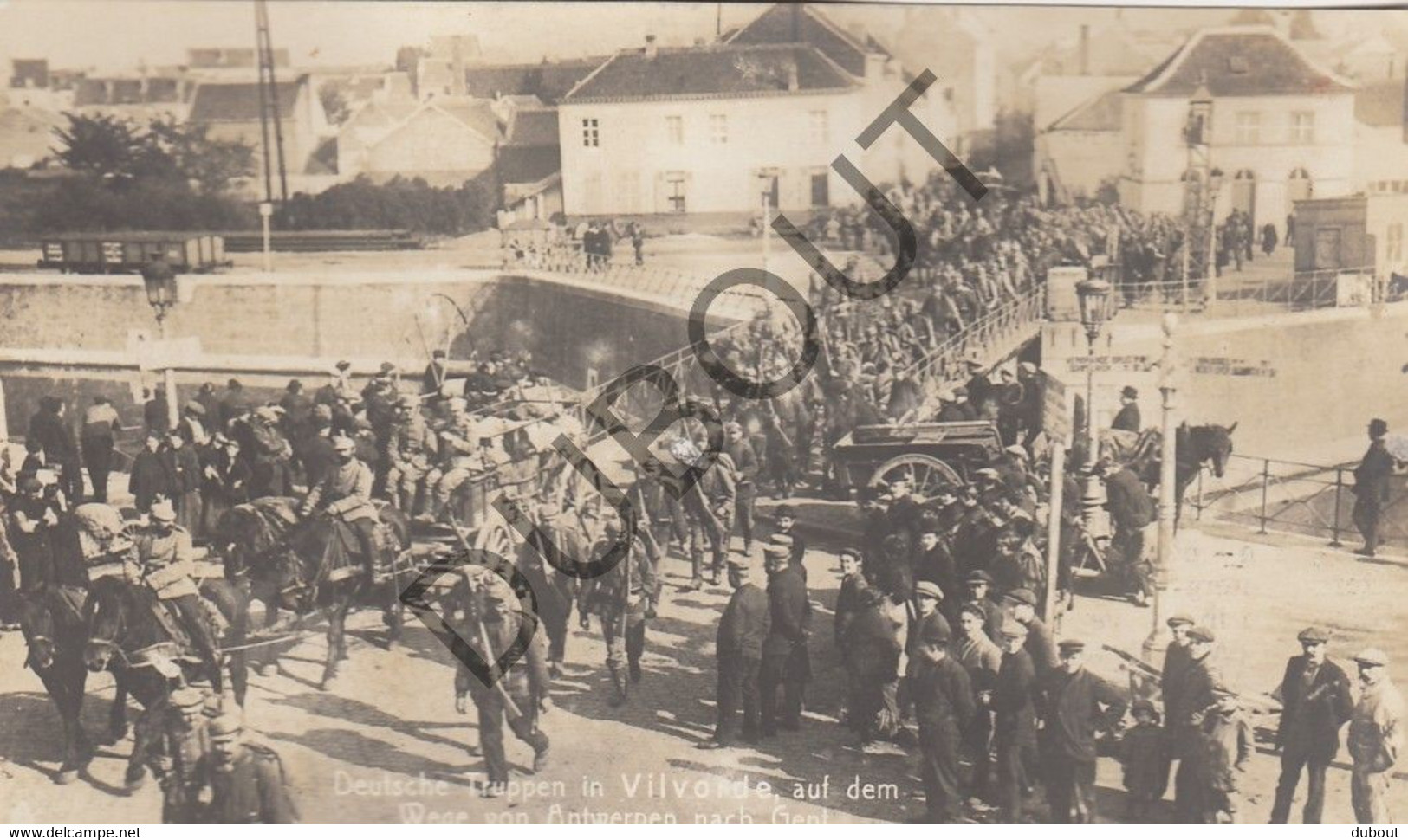 Postkaart/Carte Postale Vilvoorde - WOI - Duitse Fotokaart - Deutsche Truppen Antwerpen-Gent - Zeer Zeldzaam! (C2592) - Vilvoorde