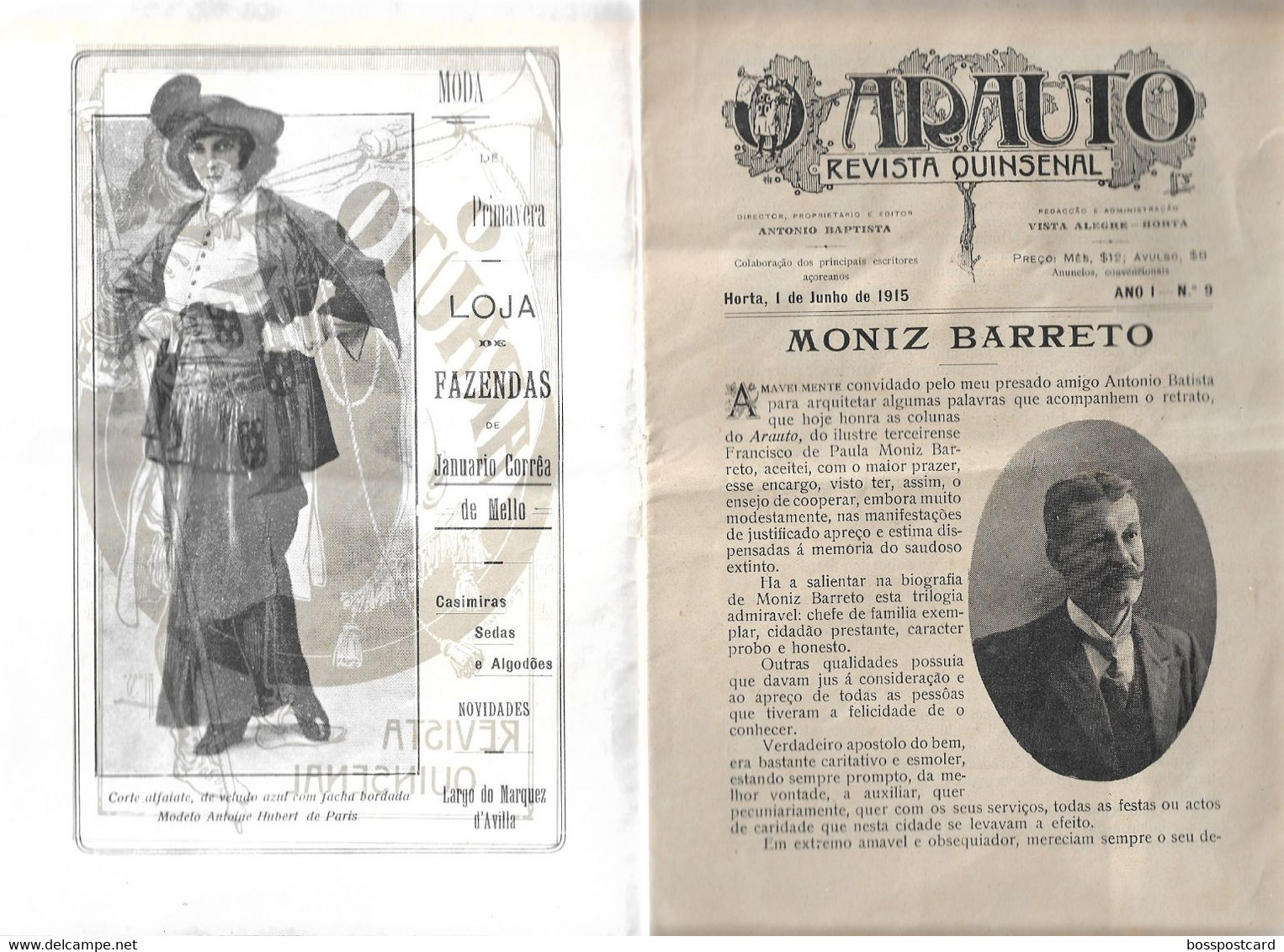 Horta - Faial - Pico -  Jornal Revista O Arauto Nº 9 De 1 De Junho De 1915 - Açores - Portugal (danificada) - Algemene Informatie