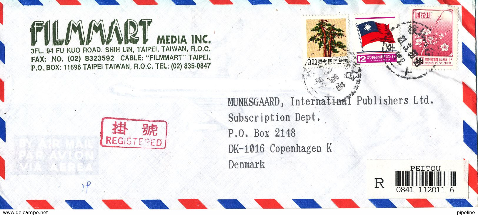 Taiwan Registered Air Mail Cover Sent To Denmark 26-3-1981 Topic Stamps - Luchtpost