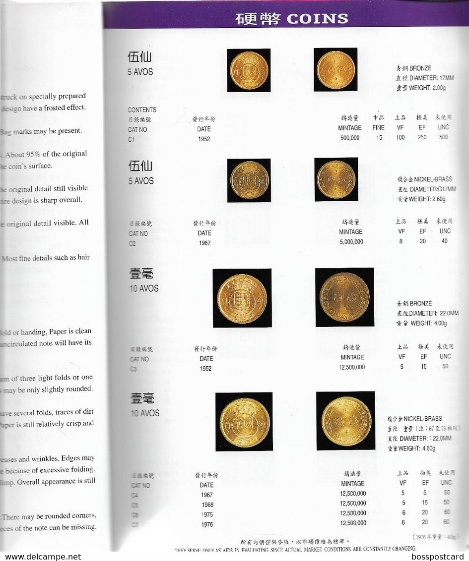 Macau - Illustrated Catalogue Of Macau Currency, 1999 Numismatics Notaphilia Numismática Notafilia Macao Portugal China - Autres & Non Classés