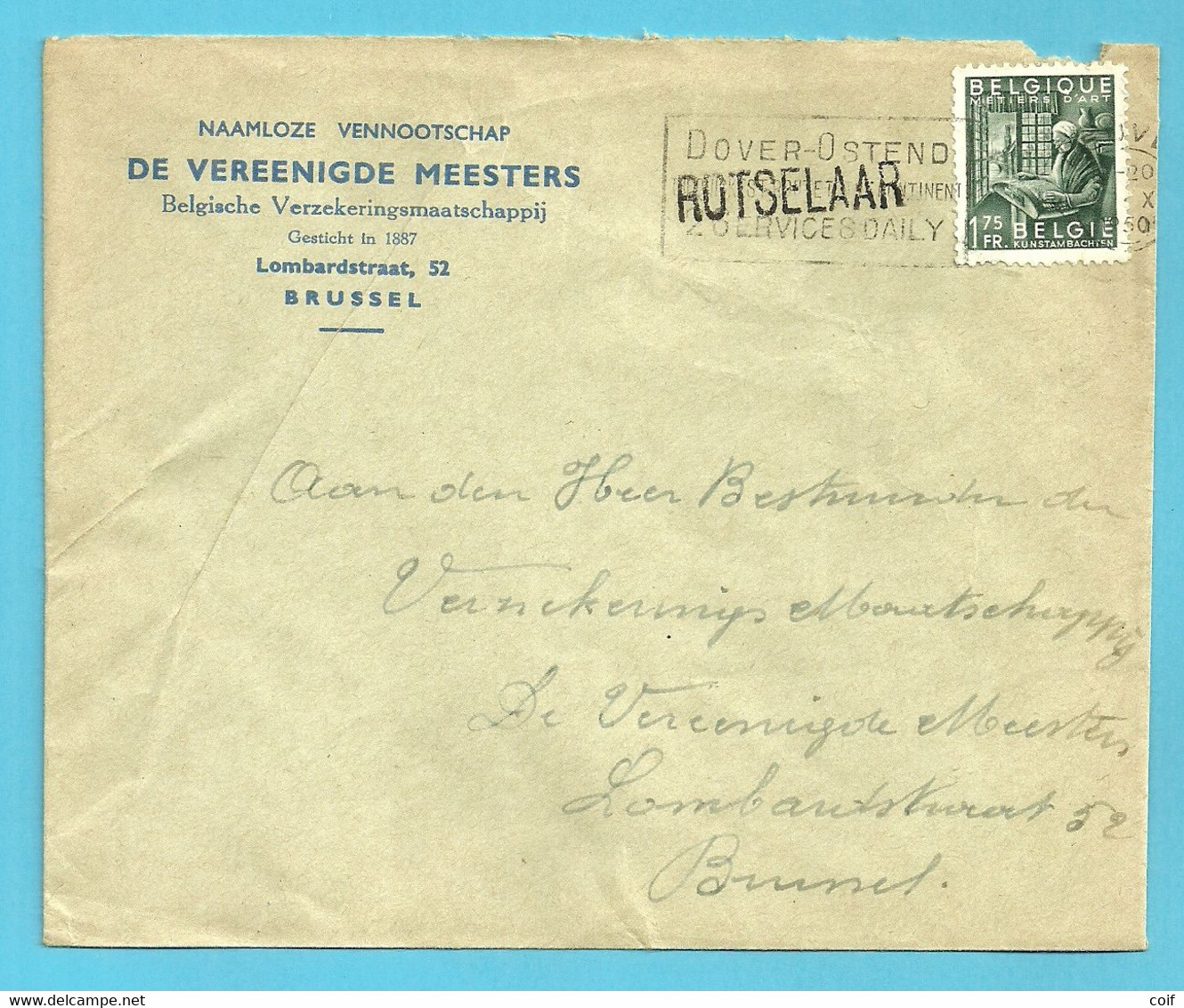 768 Op Brief Stempel LEUVEN Met Naamstempel (griffe D'origine) ROTSELAAR - 1948 Export