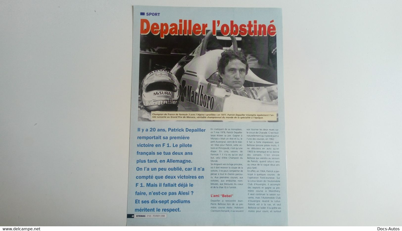 Coupure De Presse Patrick DEPAILLER - Pilote De Course Automobile - Automobile - F1