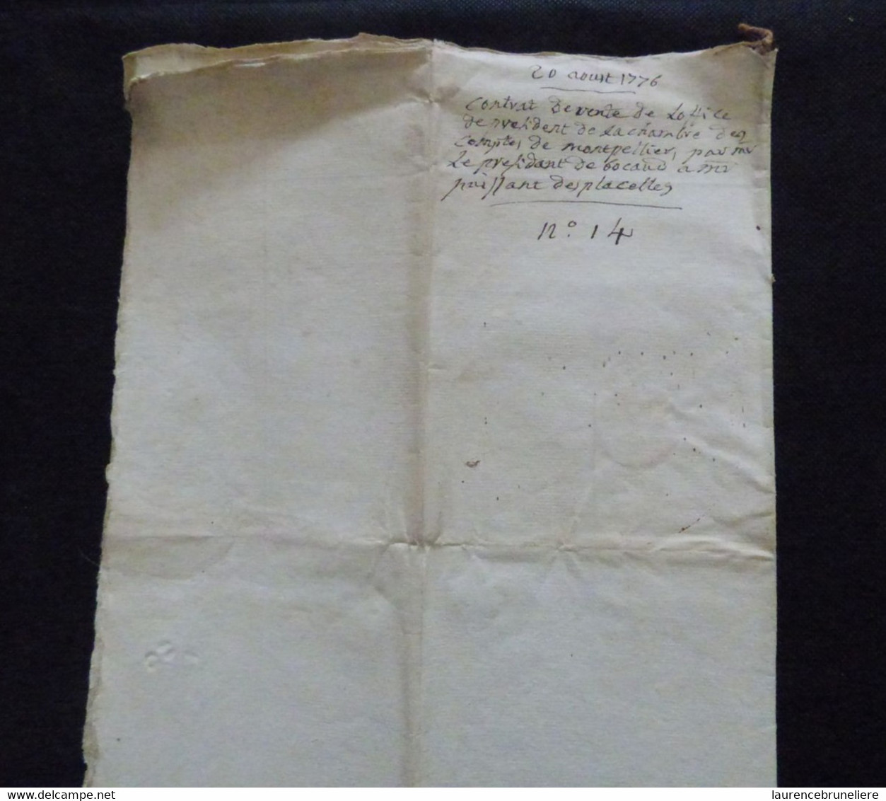 CONTRAT DE VENTE DE L'OFFICE DU PRESIDENT DE LA CHAMBRE DES COMPTES DE MONTPELLIER - PARCHEMIN  ORIGINAL  1776 - Documents Historiques