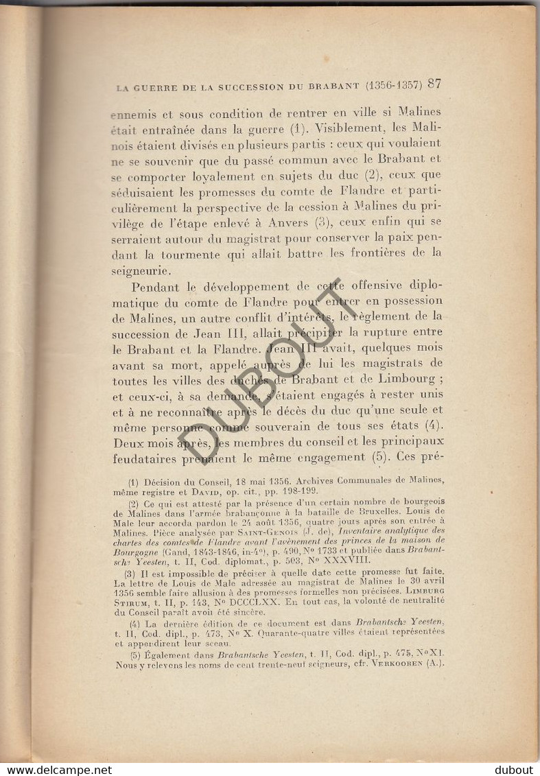 Brabant - La Guerre De La Succession Du Brabant 1656-1357 - 1927  Dédecace Des Auteurs, H. Laurent Et F. Quicke (V1641) - Geschiedenis