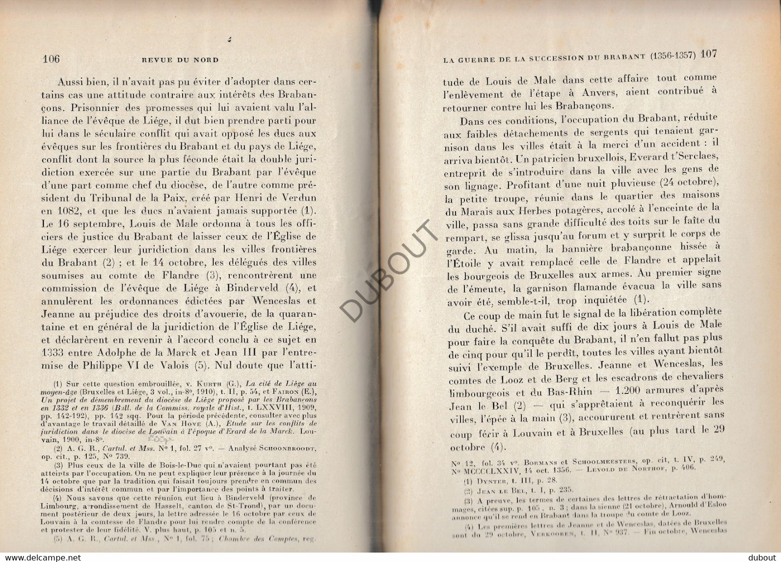 Brabant - La Guerre De La Succession Du Brabant 1656-1357 - 1927  Dédecace Des Auteurs, H. Laurent Et F. Quicke (V1641) - Geschiedenis