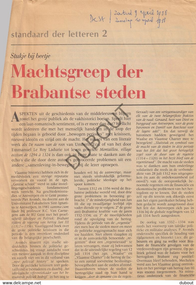 Brabant - La Guerre De La Succession Du Brabant 1656-1357 - 1927  Dédecace Des Auteurs, H. Laurent Et F. Quicke (V1641) - Geschiedenis