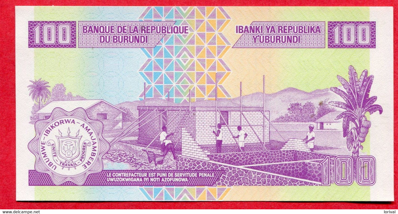 100 Francs 2011 Neuf 2 Euros - Burundi