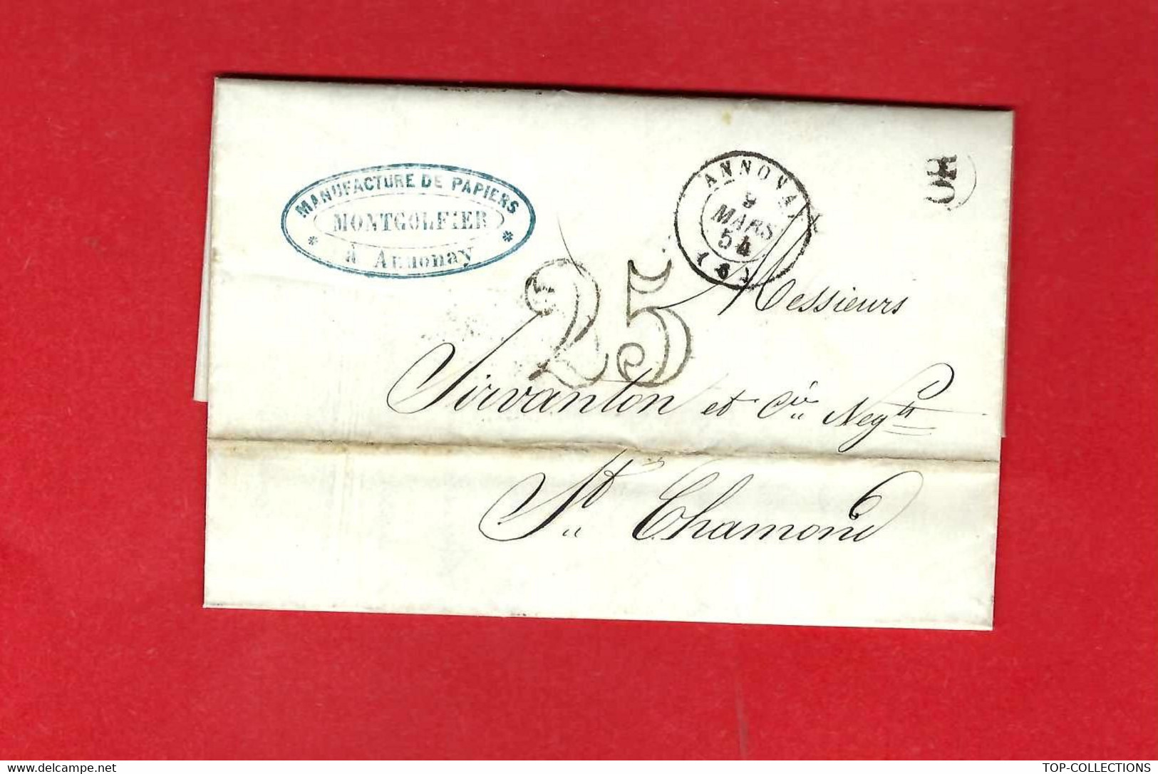 1854 EXCEPTIONNELLE ENTETE Et SIGNATURE " MONTGOLFIER" à Annonay Ardèche V.HISTORIQUE - Documents Historiques