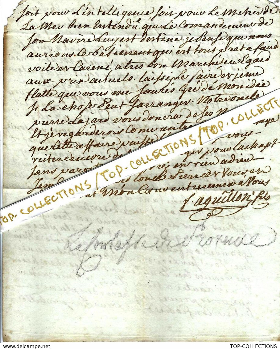 1781 NAVIGATION NEGOCE ACHAT D'UN NAVIRE  CAPITAINE Sign. De Toulon Aguillon Pour Son Cousin Lajard à Marseille - ... - 1799