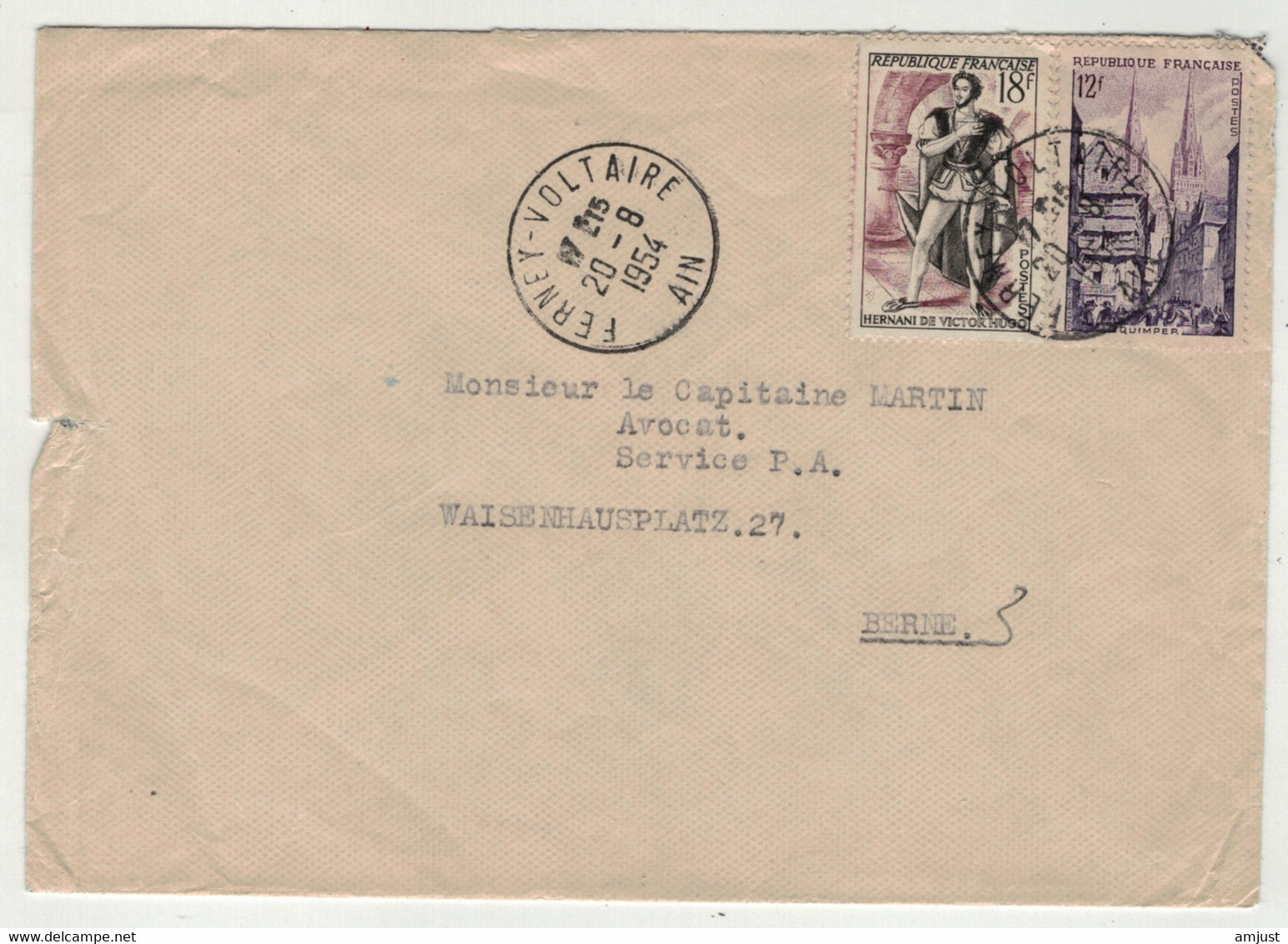 France // 1950-1959 // Lettre Pour La Suisse 20.08.1954 - Storia Postale