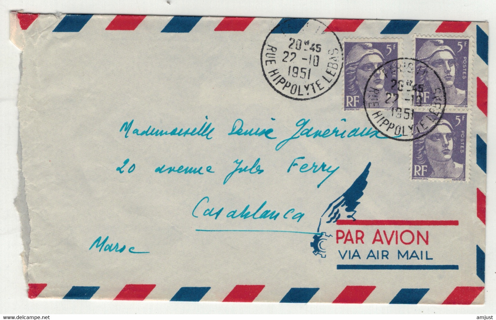 France // 1950-1959 // Lettre  Pour Casablanca Le 22.10.1951 - Cartas & Documentos