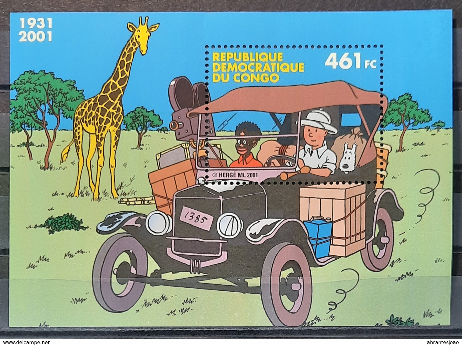 2001 - Democratic Republic Of Congo - MNH - Tintin In Africa - Souvenir Sheet Of 1 Stamp - Otros & Sin Clasificación