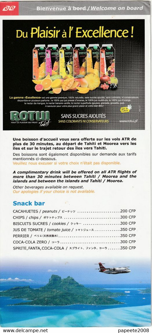 Air Tahiti / Consignes De Sécurité / Safety Card  / " Snack Bar " - Octobre 2017 - Sicherheitsinfos