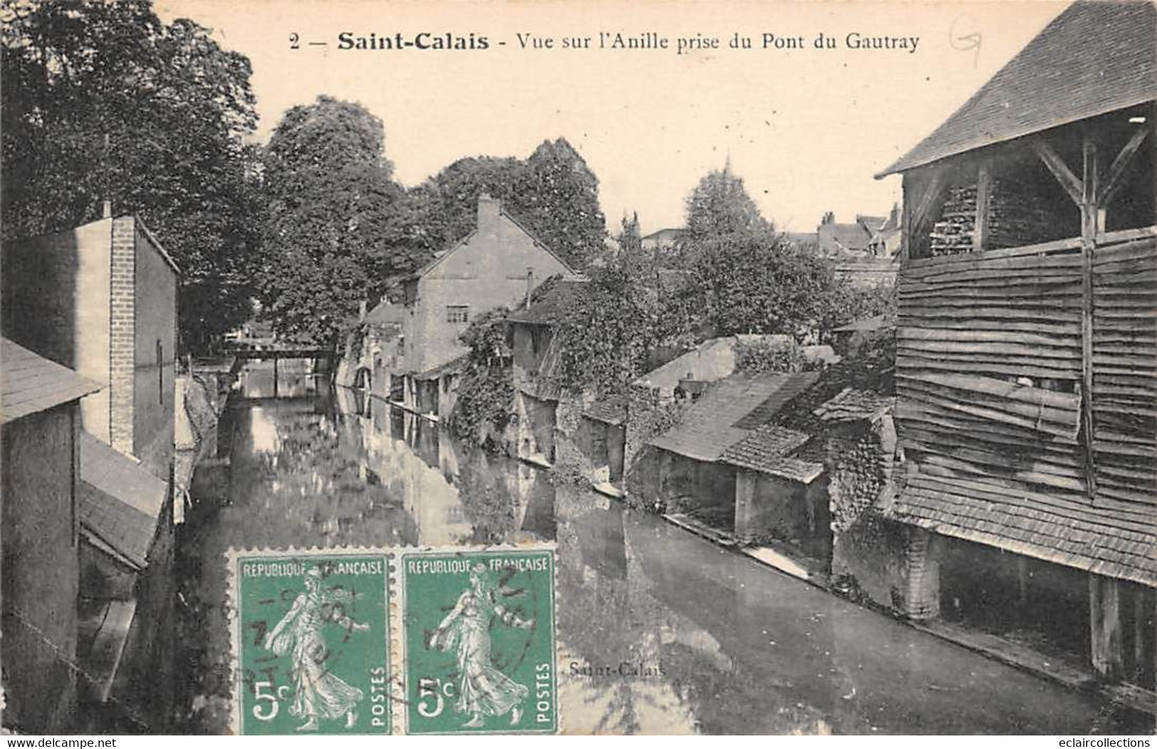 Saint Calais            72          Vue Sur L'Anille Prise Du Pont Du  Gautray. Lavoirs      N° 2       (voir Scan) - Saint Calais
