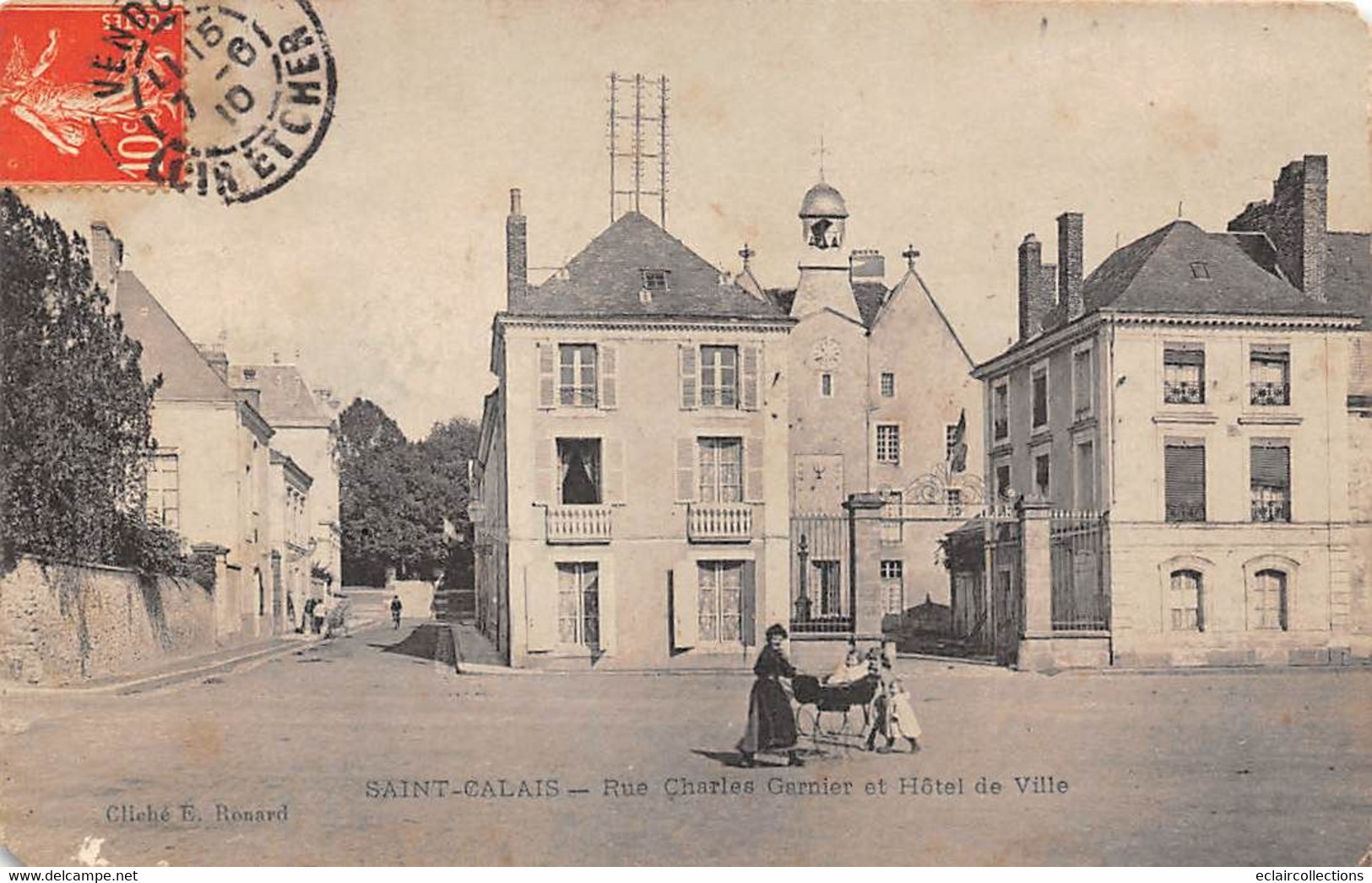 Saint Calais            72     .   Rue Charles Garnier Et Hôtel De Ville                (voir Scan) - Saint Calais