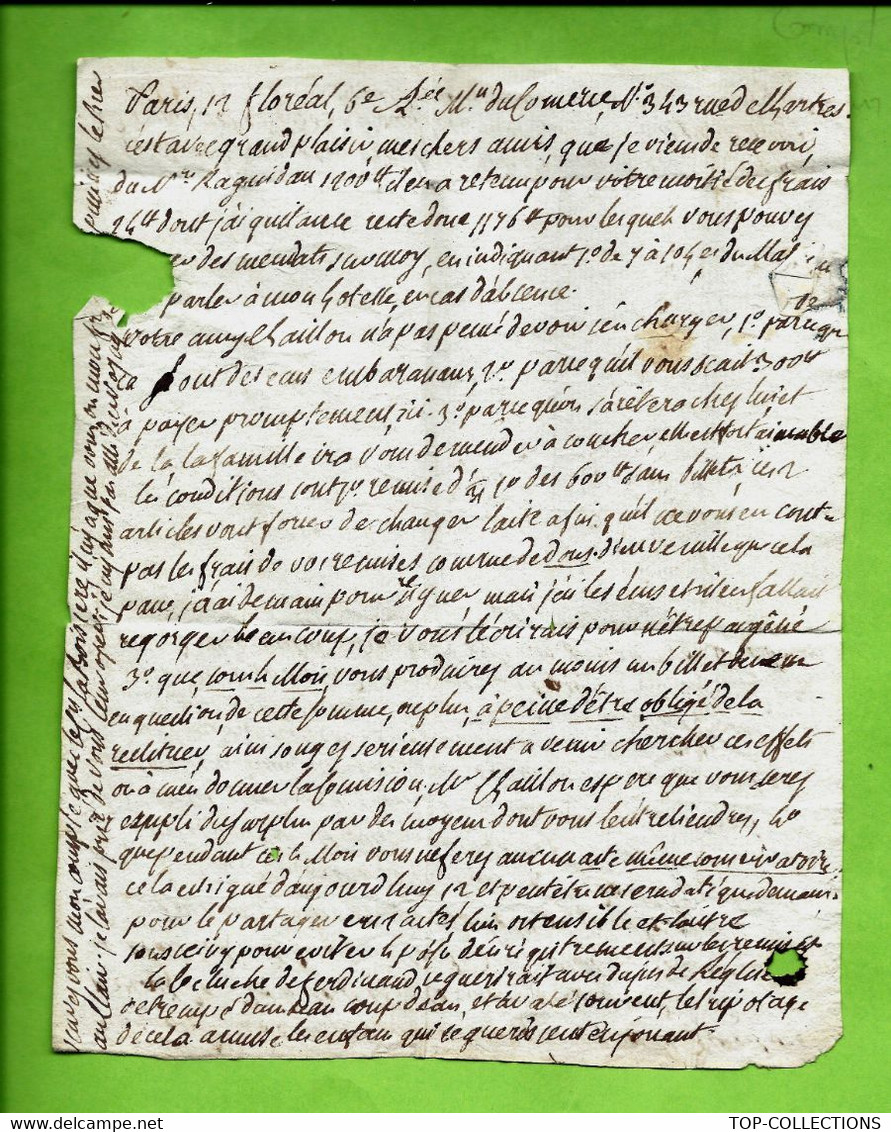 1798 REVOLUTION PERIODE TRES  TROUBLEE   De Paris Pour Le Citoyen Capron Négociant à Tours INDRE ET Loire V.TEXTE - ... - 1799