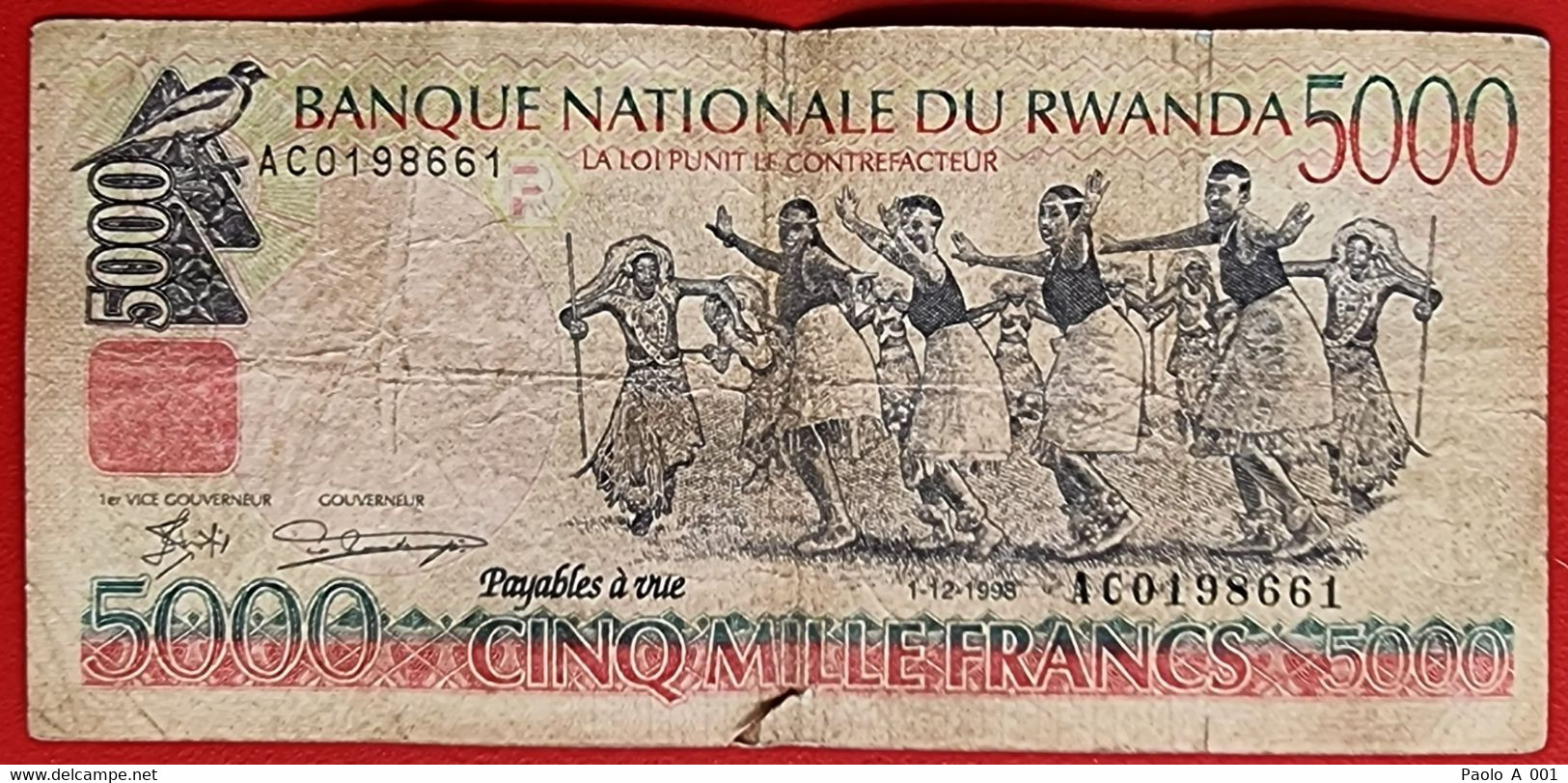 RWANDA RUANDA BILLET 5000 BANK NOTE BANQUE NATIONALE DE RWANDA 1998 USED - Ruanda