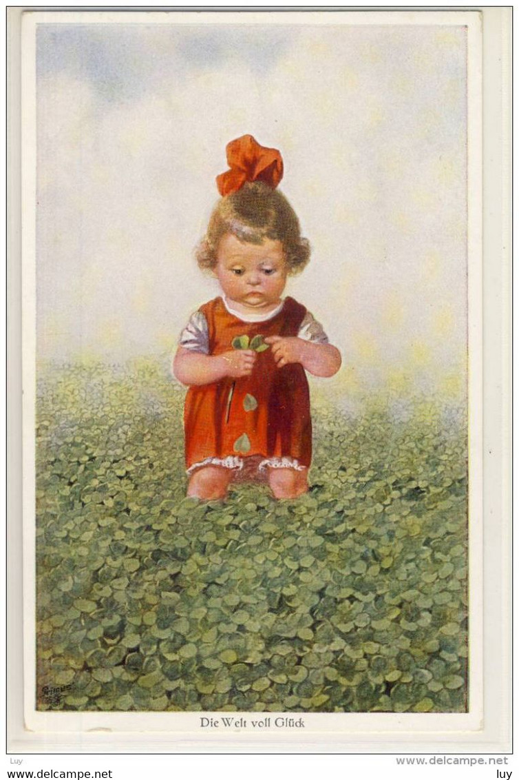 FIALKOWSKA Wally, Edit Primus,  Sonntagskinder Die Welt Voll Glück Klee Clover Primus Postkarte , Alte AK 1925 - Fialkowska, Wally