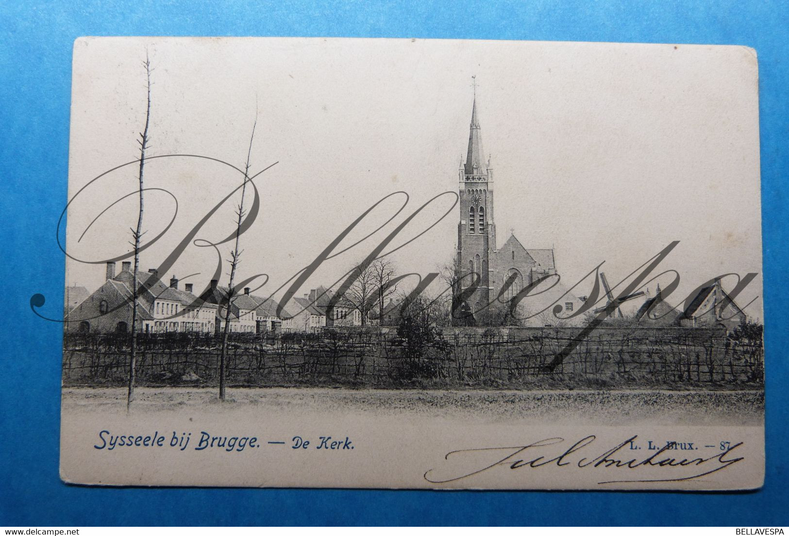 Sijsele Brugge Kerk Zicht Op Dorp En Windmolen.1904 - Damme