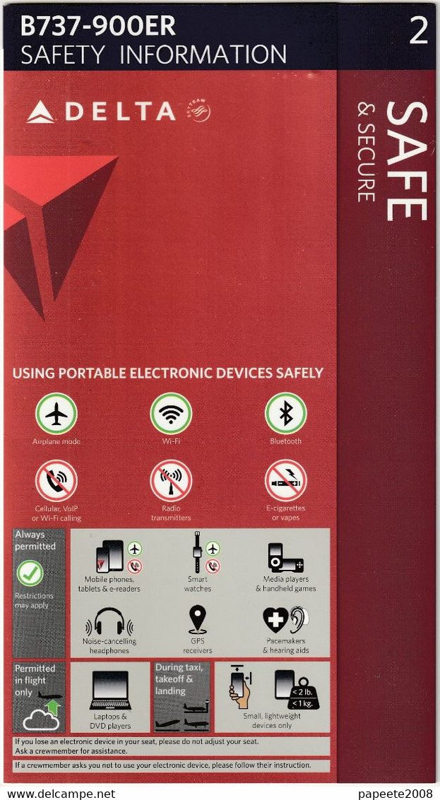 Delta Airline / B 737- 900ER - 06-2020 / Consignes De Sécurité / Safety Card (grand Format) - Veiligheidskaarten