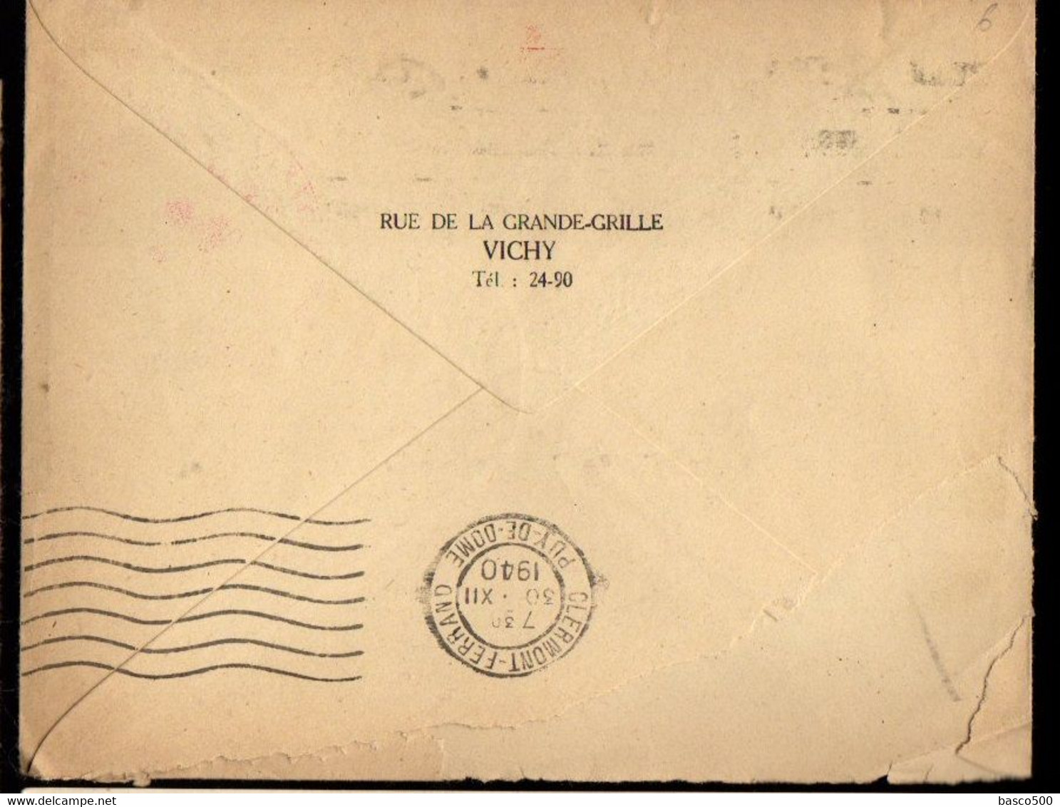 1940 VICHY - LsC Avec Entête "CROIX ROUGE - Rue De La Grande Grille - VICHY" + Cachet Rond "Croix Rouge" - Red Cross