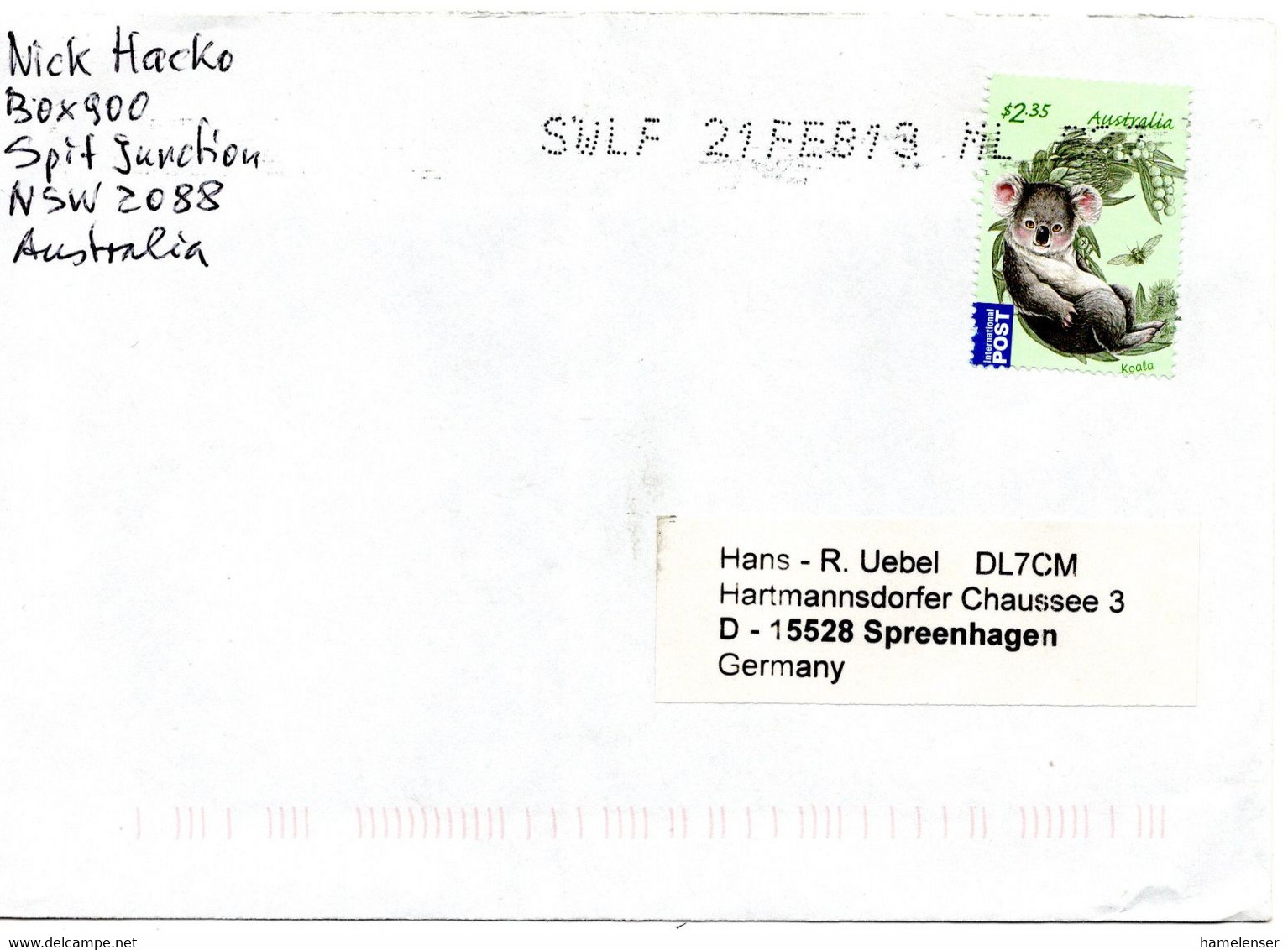 60949 - Australien - 2013 - $2.35 Koala EF A LpBf SWLF -> Deutschland - Autres & Non Classés