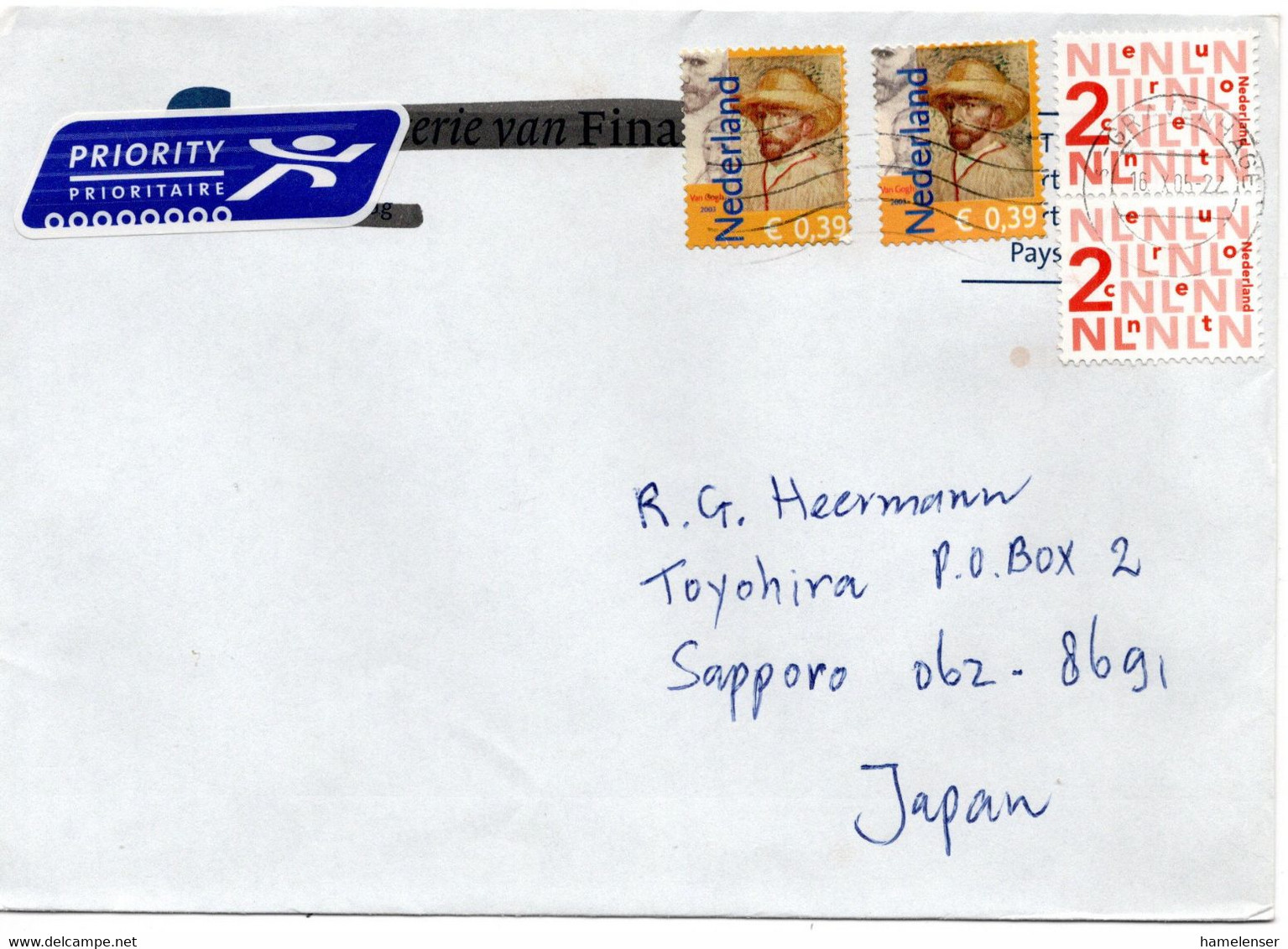 60955 - Niederland - 2005 - 2@€0,39 Van Gogh MiF A LpBf 's GRAVENHAGE -> Japan - Storia Postale