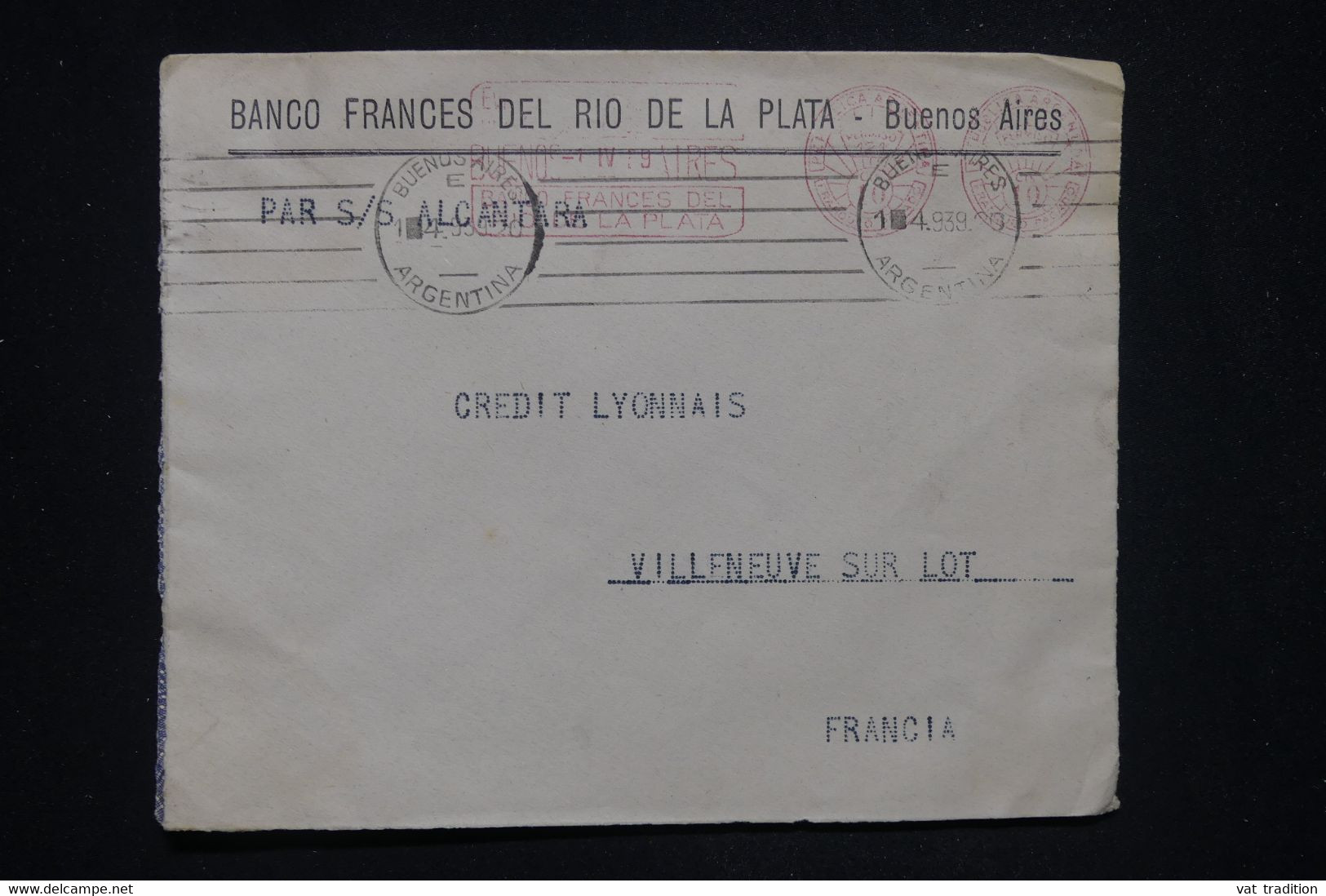 ARGENTINE - Enveloppe Commerciale De Rio De La Plata Pour La France En 1939 Par S/S Alcantara - L 130300 - Sonstige & Ohne Zuordnung