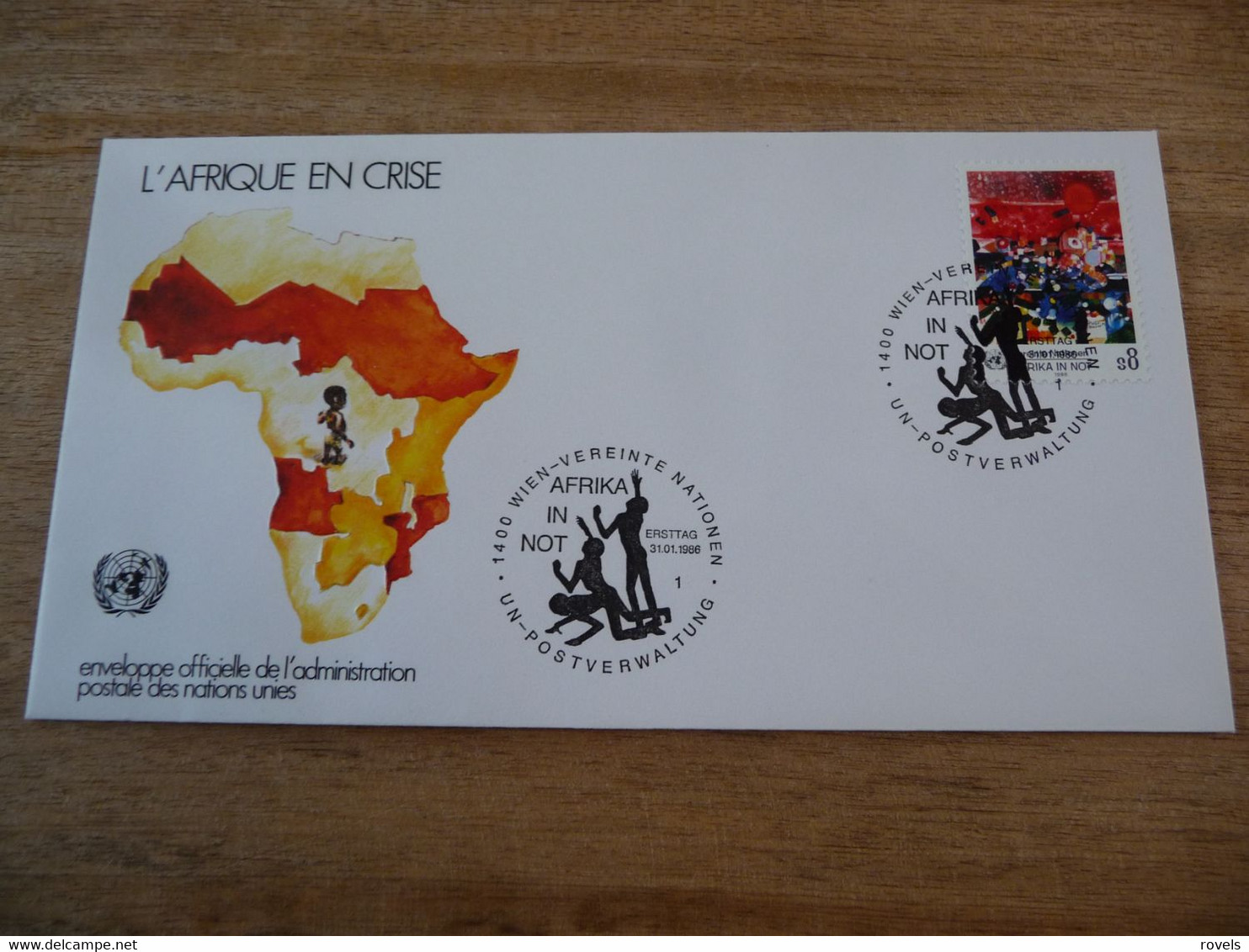 (6) UNITED NATIONS -ONU - NAZIONI UNITE - NATIONS UNIES * FDC 1986  * Map Africa Crise - Lettres & Documents