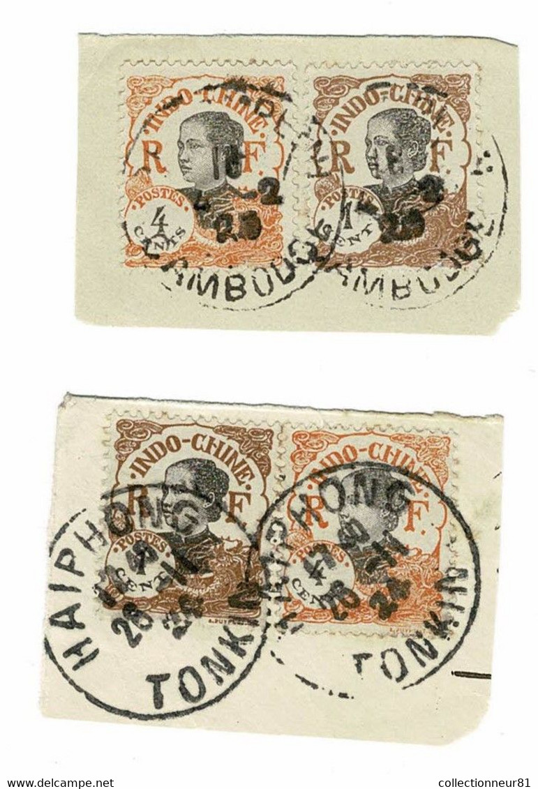 INDOCHINE Timbres De 1922/1923 Sur Fragments - Used Stamps