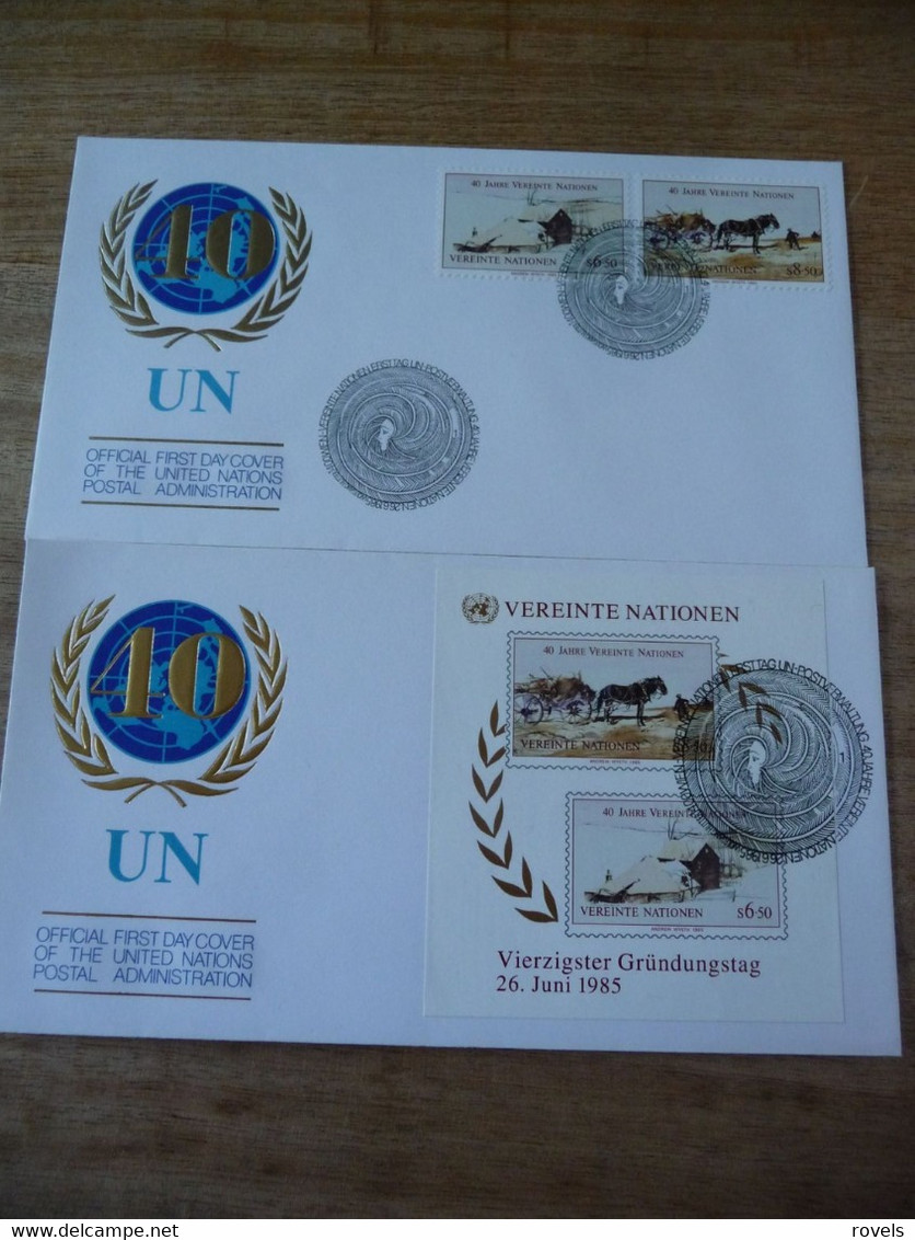 (6) UNITED NATIONS -ONU - NAZIONI UNITE - NATIONS UNIES *  2 FDC 1985  * 40th Anniversary M/s - Briefe U. Dokumente