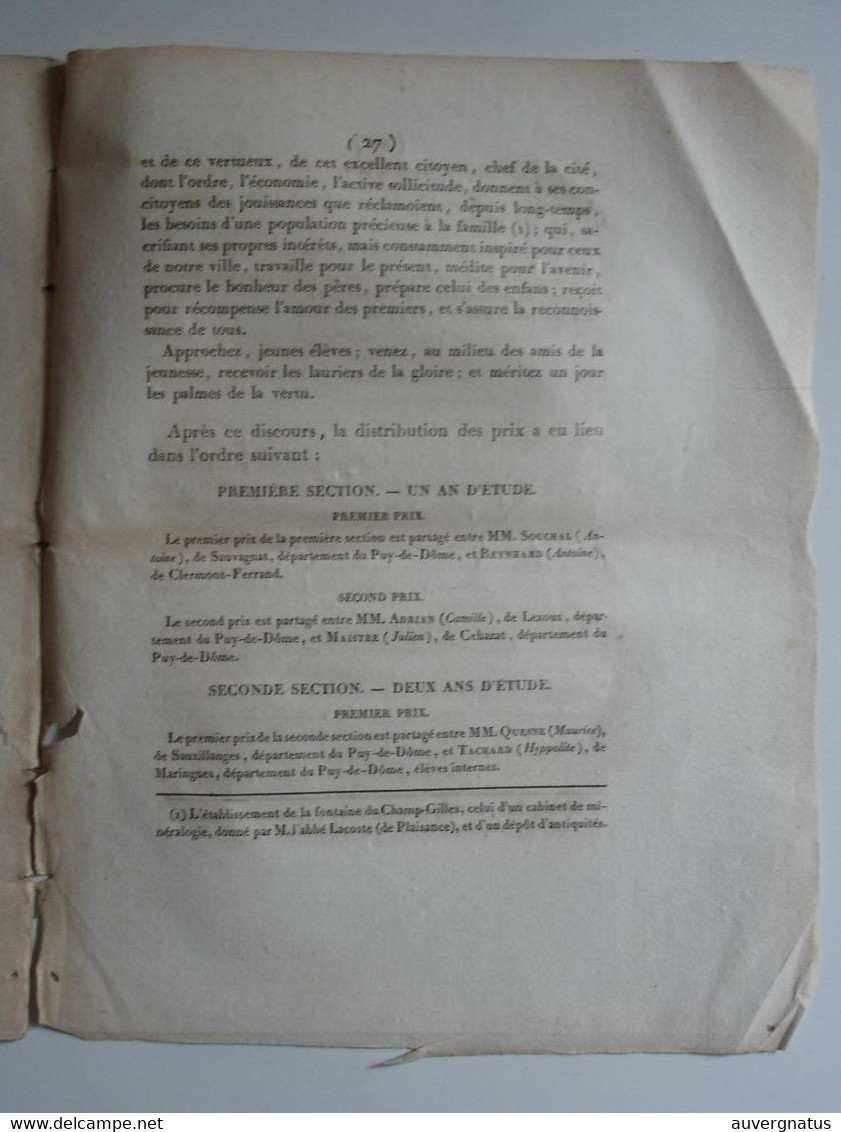AUVERGNE Clermont-Ferrand - Distribution Des Prix - Ecole De Médecine 1821-1823-1831 * - Auvergne
