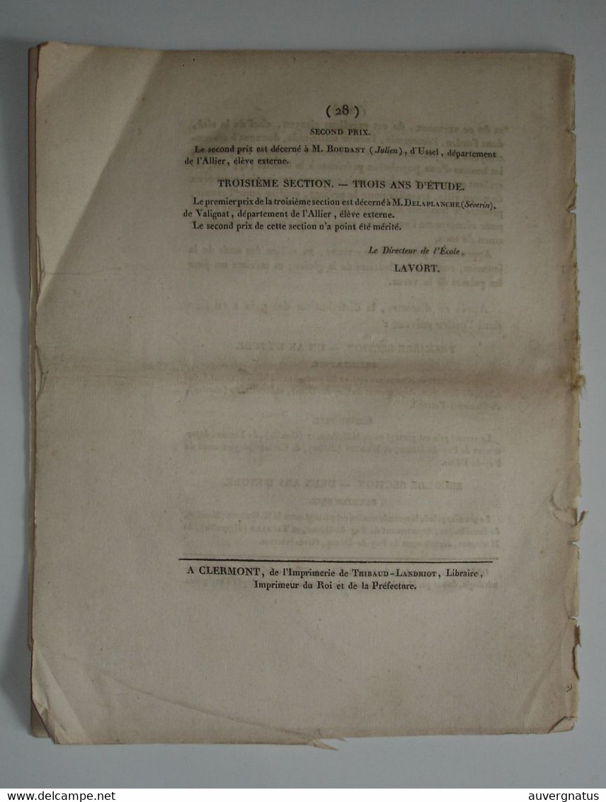 AUVERGNE Clermont-Ferrand - Distribution Des Prix - Ecole De Médecine 1821-1823-1831 * - Auvergne