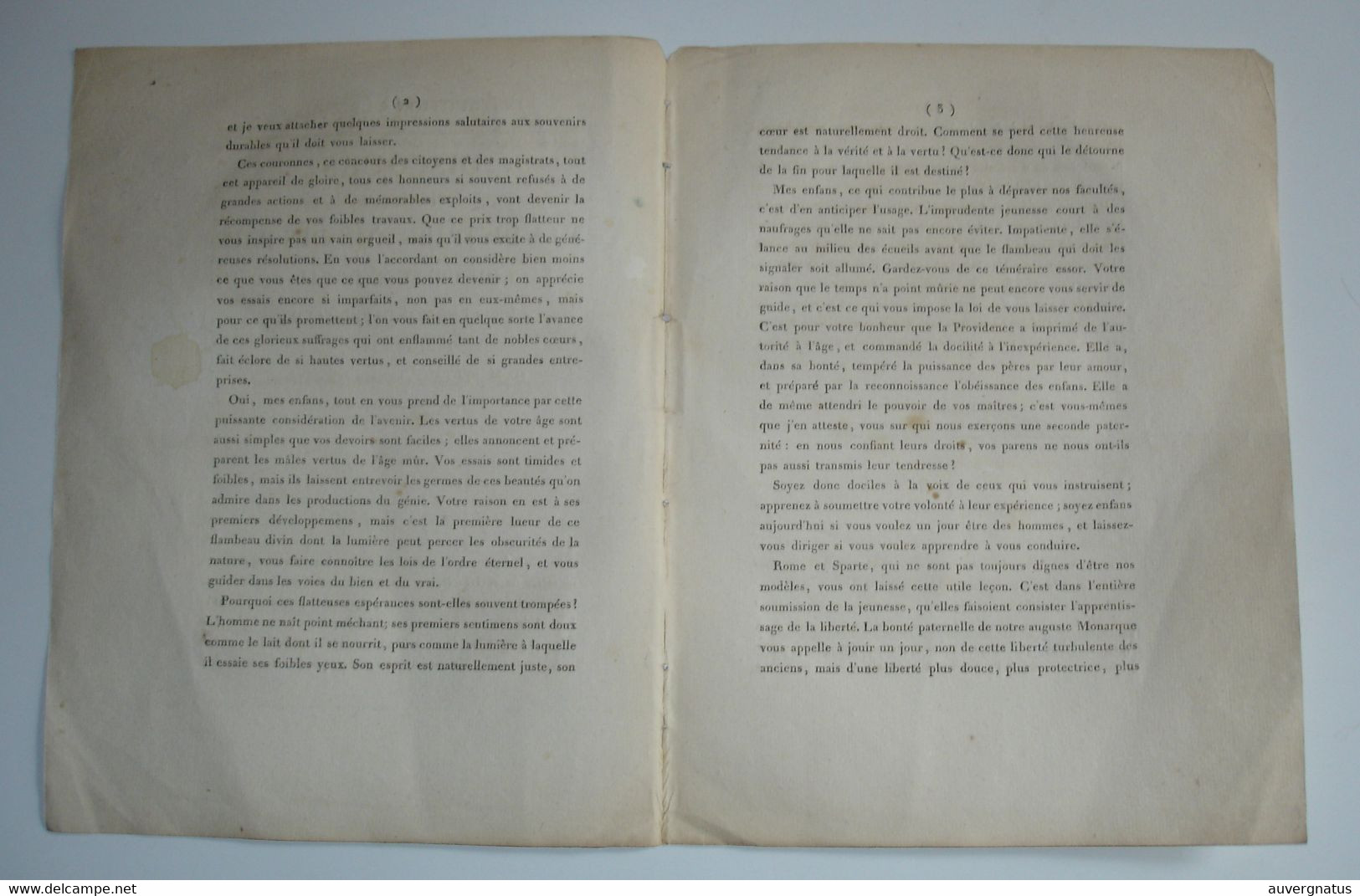 AUVERGNE Clermont-Ferrand - Distribution Des Prix - Discours MM. BERTAUT GONOD 1820 - 1828 - Auvergne