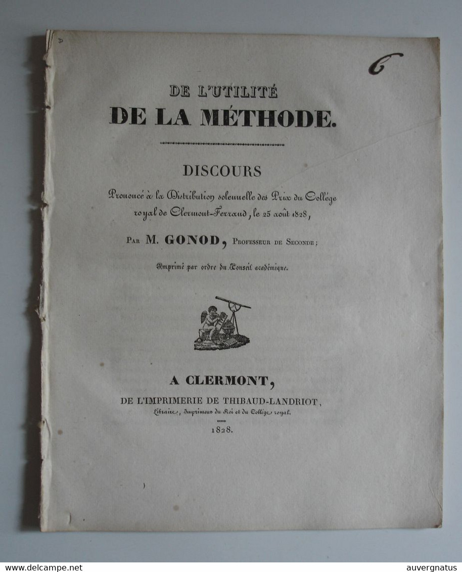 AUVERGNE Clermont-Ferrand - Distribution Des Prix - Discours MM. BERTAUT GONOD 1820 - 1828 - Auvergne