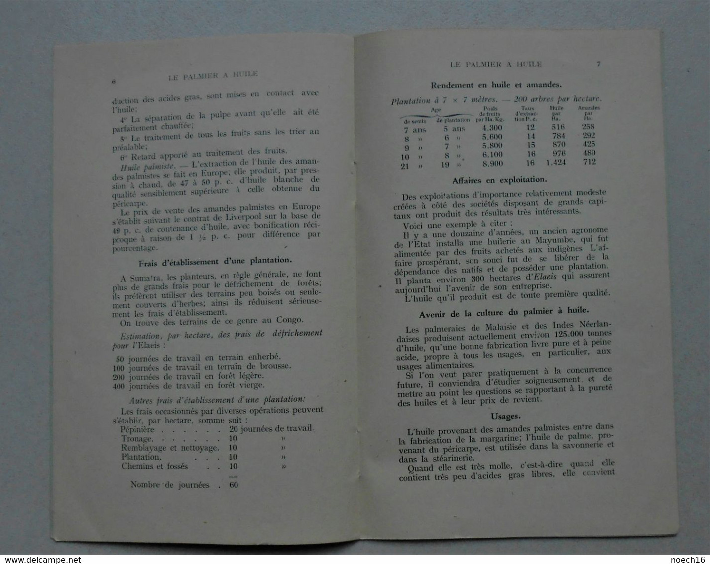 Fascicule Ministère Des Colonies Congo Belge 1935 Le Palmier à Huile - Ohne Zuordnung