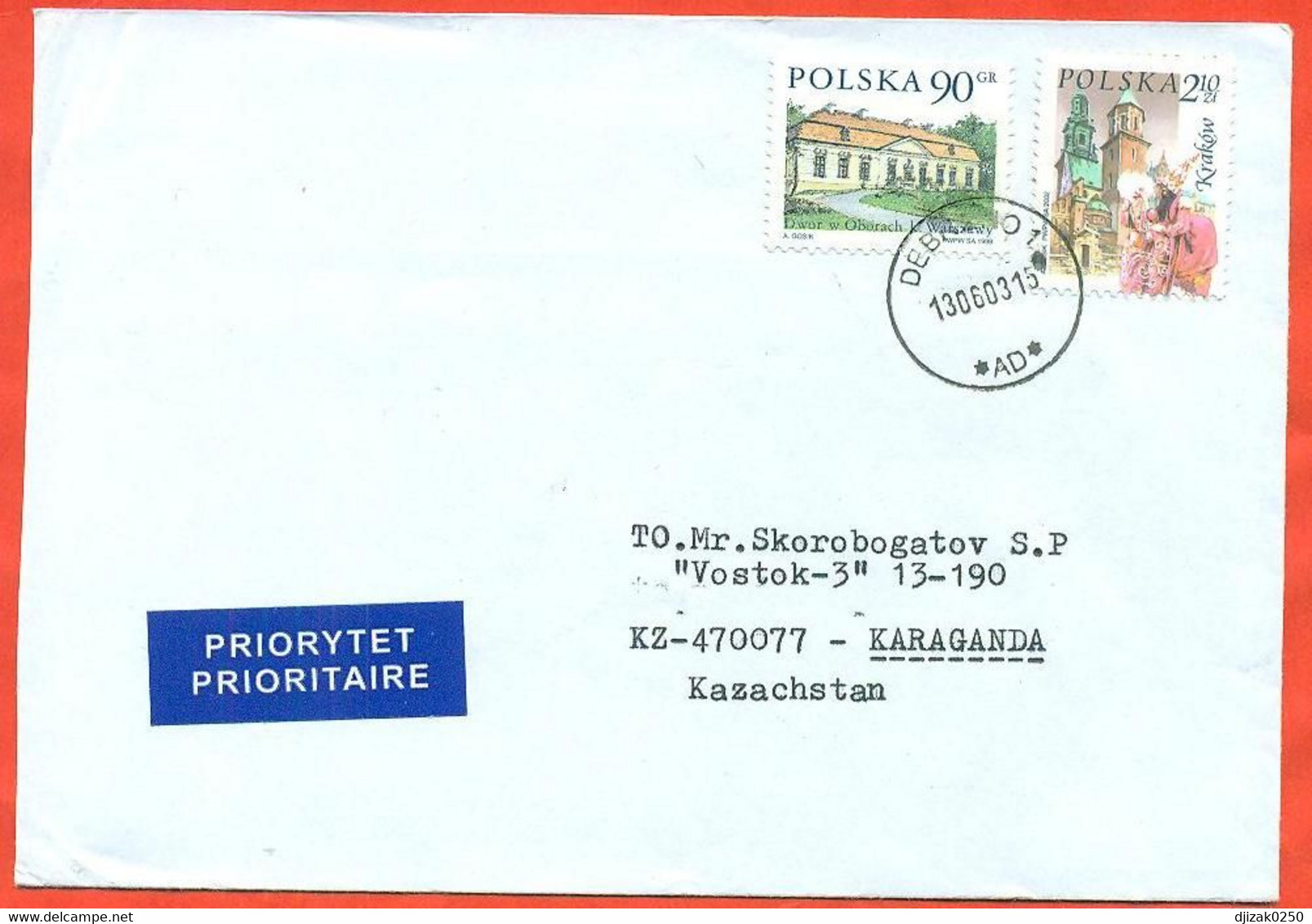 Poland 2003. The Envelope With  Passed Through The Mail. Airmail. - Brieven En Documenten