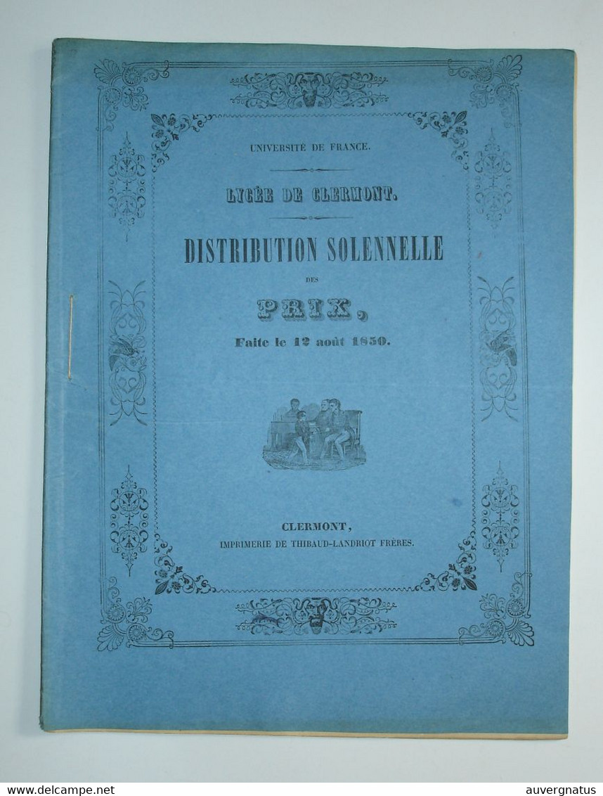 AUVERGNE Clermont-Ferrand - Lycée - Distribution Des Prix 1850 - Auvergne