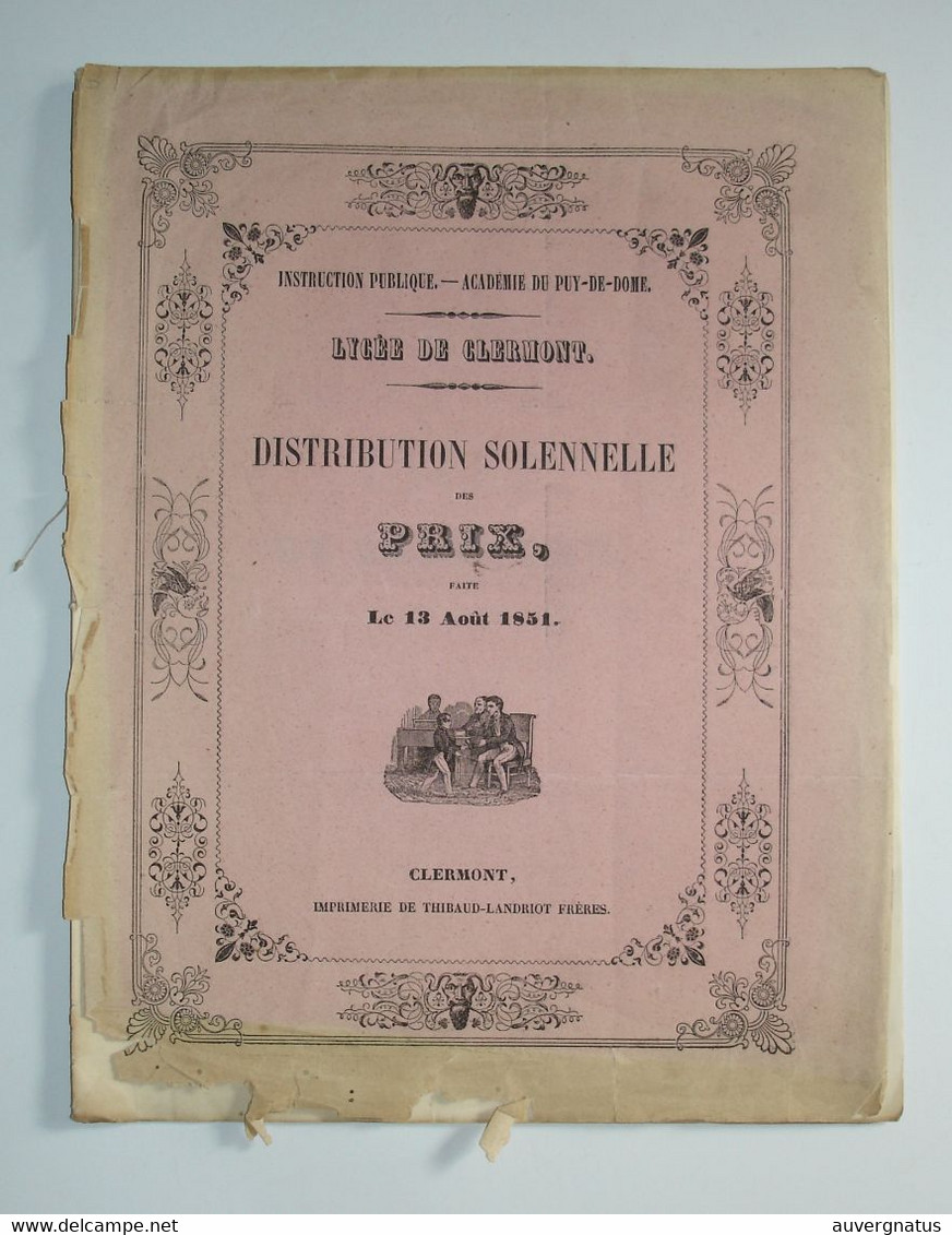 AUVERGNE Clermont-Ferrand - Lycée - Distribution Des Prix 1851 - Auvergne