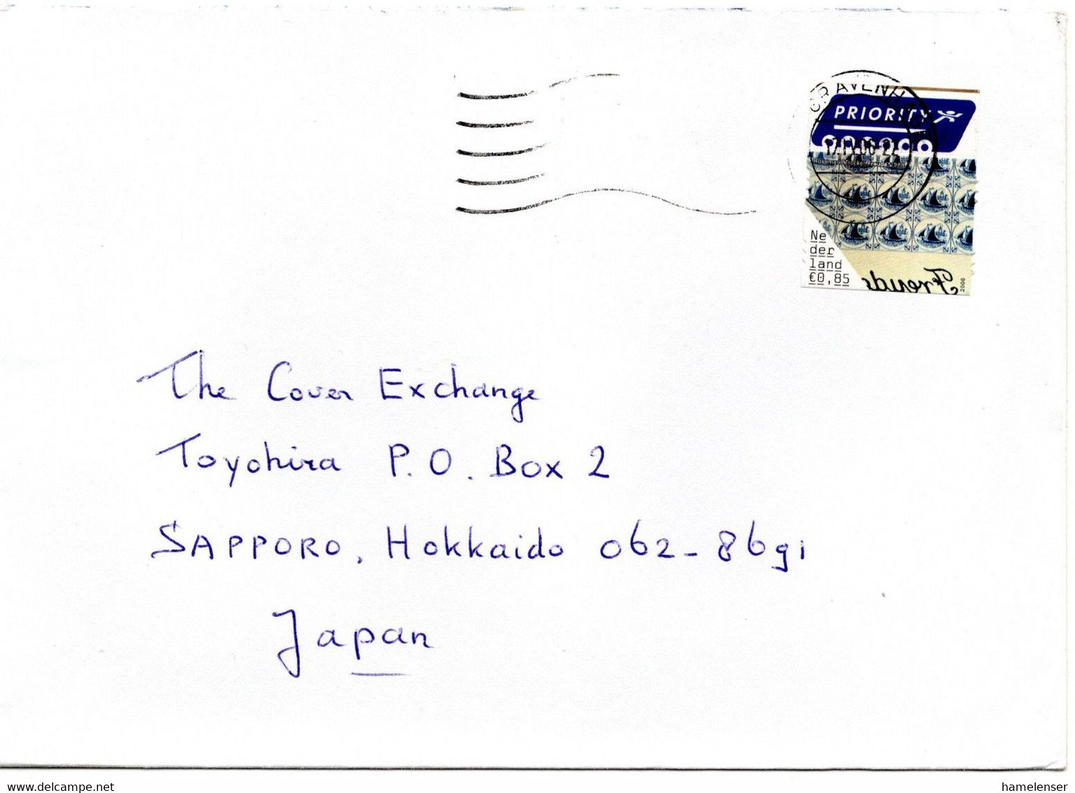 60986 - Niederlande - 2006 - €0,85 Kacheln EF A LpBf 's GRAVENHAGE -> Japan - Porcelana