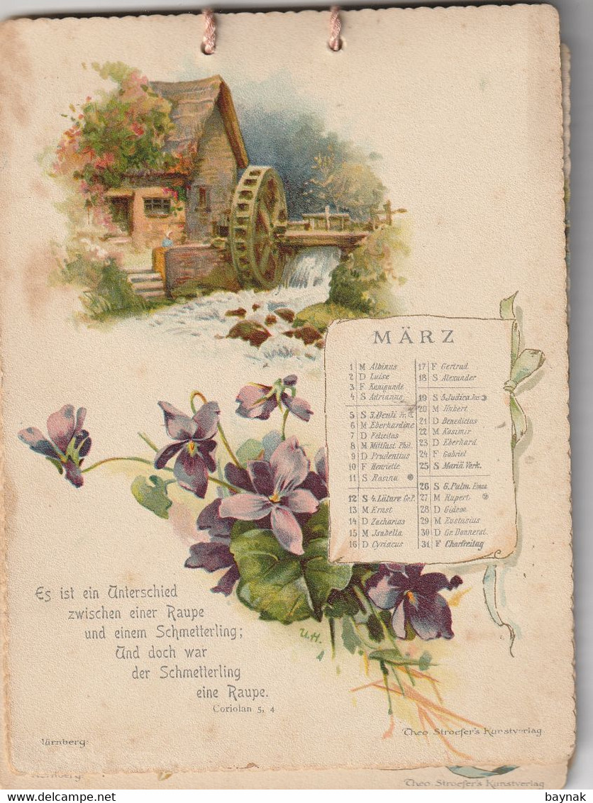 SHAKESPEARE KALENDER  FUR 1899  --  17 Cm X 12,8 Cm  --  KOMPLET: JANUAR - DEZEMBER - Grossformat : ...-1900