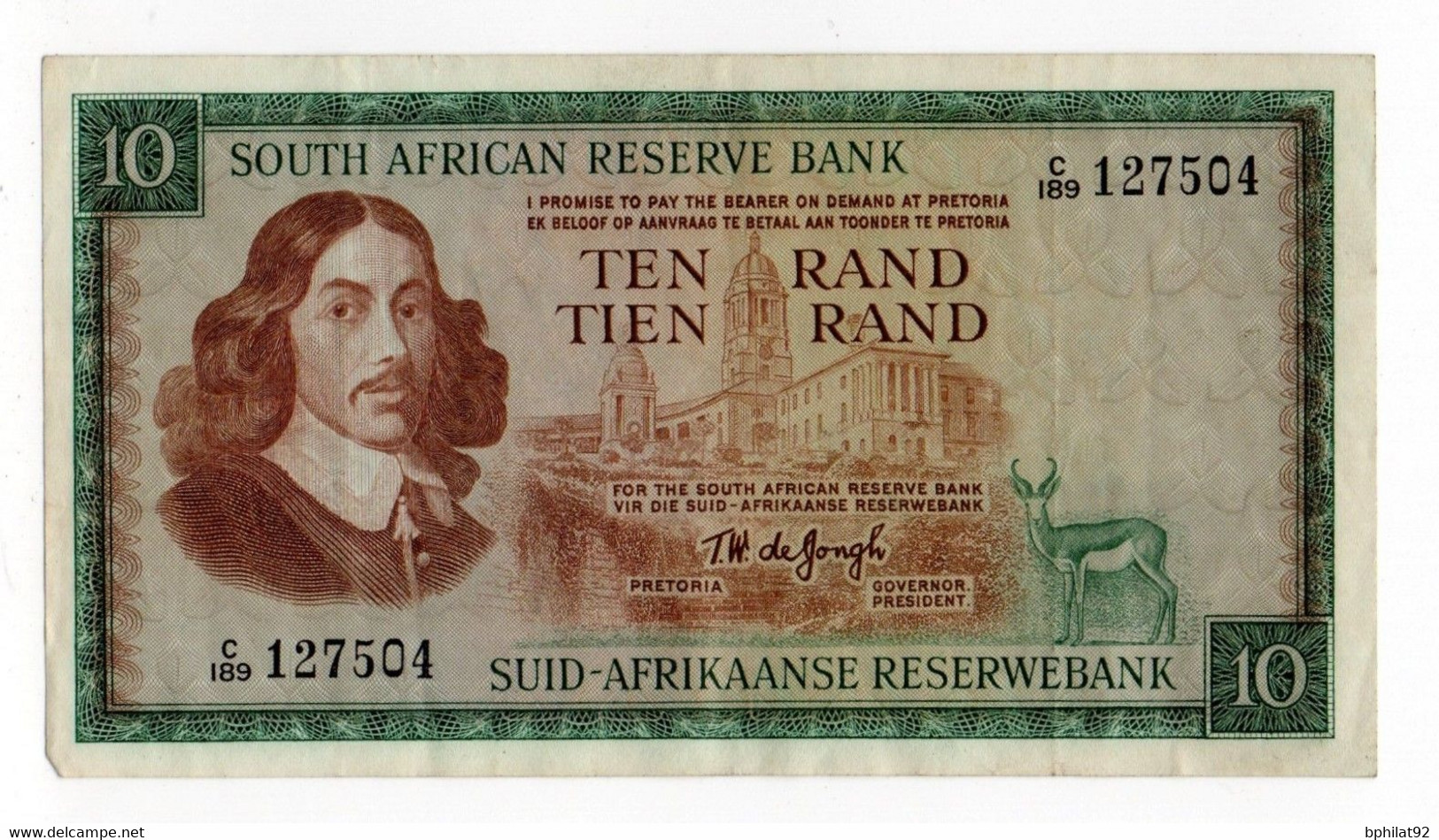 !!! AFRIQUE DU SUD, BILLET DE 10 RAND TBE - Suráfrica