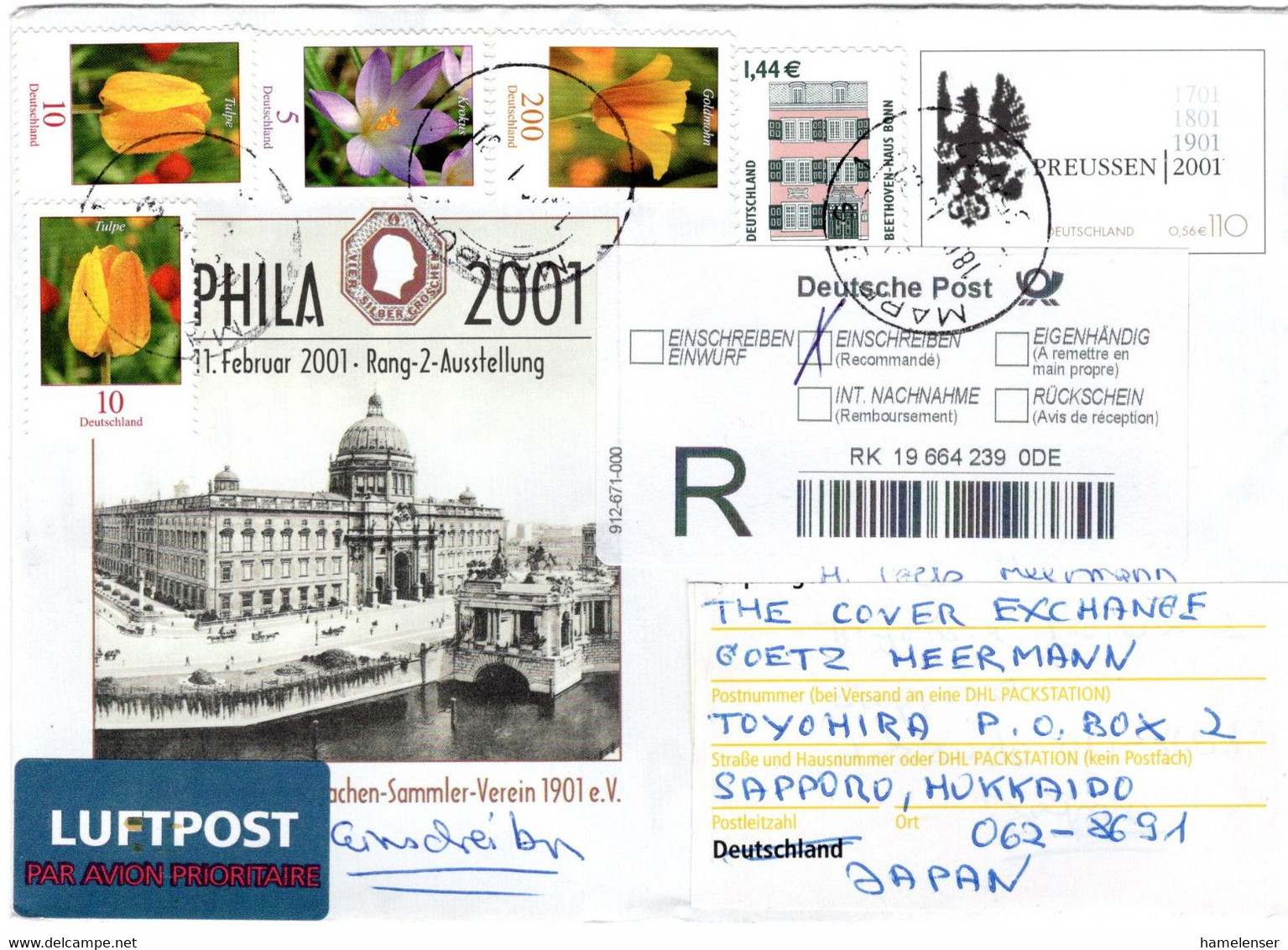 61015 - Bund - 2010 - 100Pfg / €0,56 BEPHILA Plusbf M ZusFr Per Lp-R MARBURG -> Japan - Covers & Documents