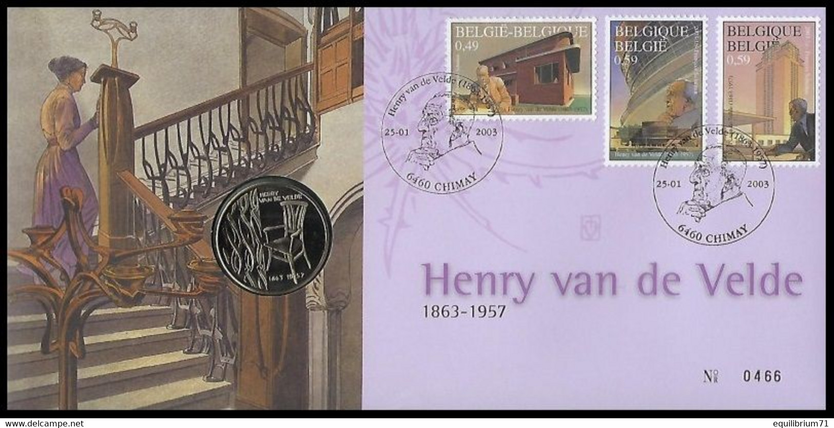 3146/3148** - Henry Van De Velde: Peintre, Architecte, Décorateur... - Numéroté / Genummerd - François Schuiten - Numisletter