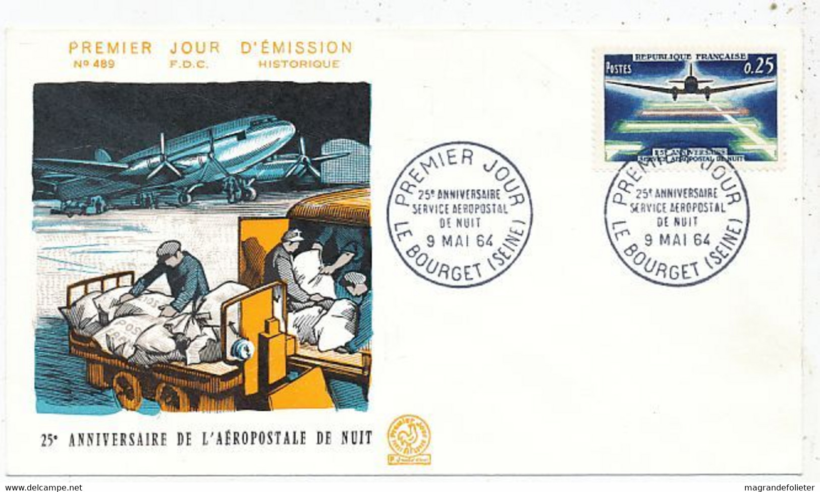 AVION AVIATION AIRLINE FRANCE 25é ANNIVERSAIRE DE L' AEROPOSTALE DE NUIT 1964 - Certificats De Vol