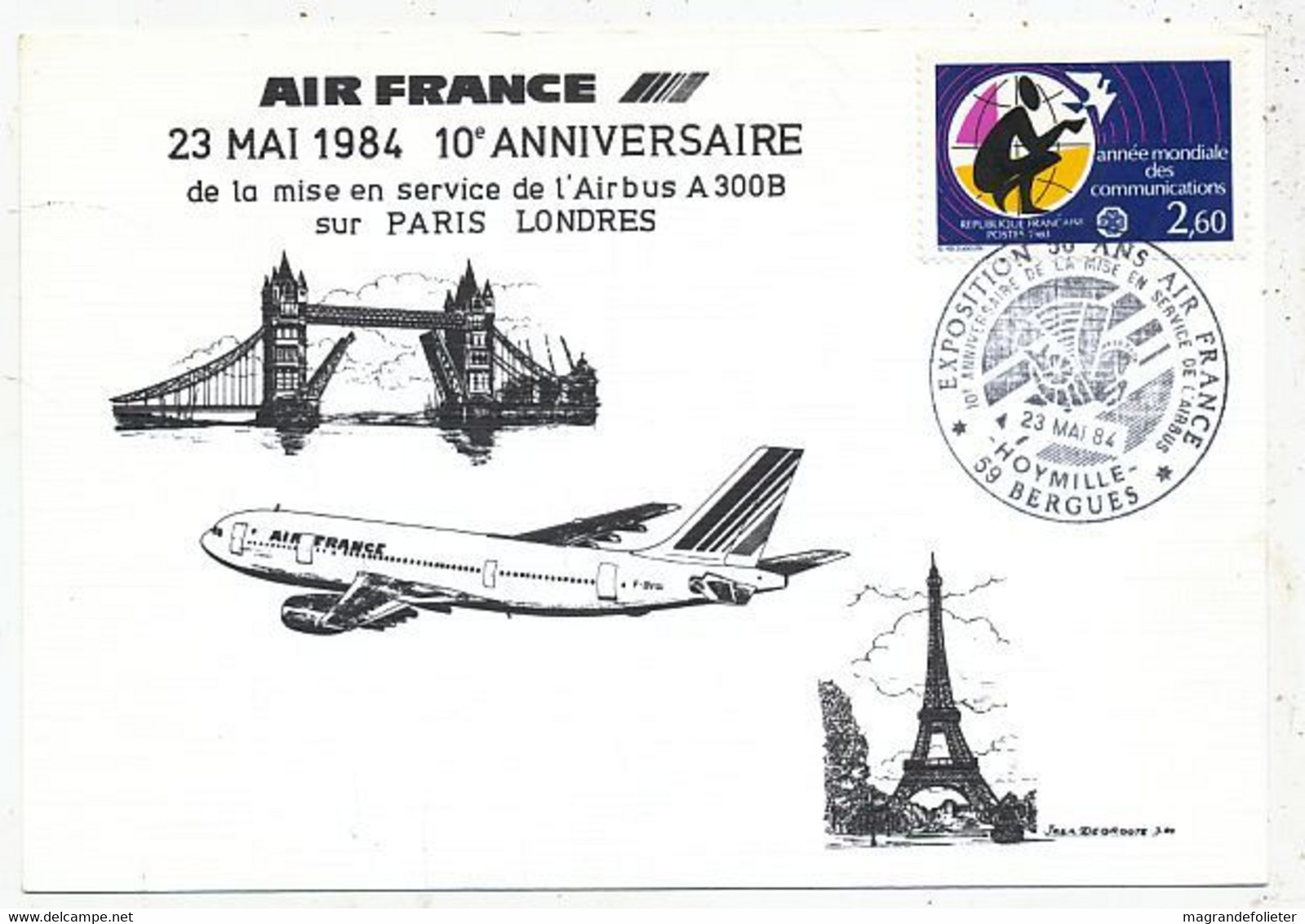 AVION AVIATION AIRLINE AIR FRANCE 10 ANS DE LA MISE EN SERVICE DE L' AIRBUS A-300 SUR PARIS LONDRES 1984 - Certificats De Vol