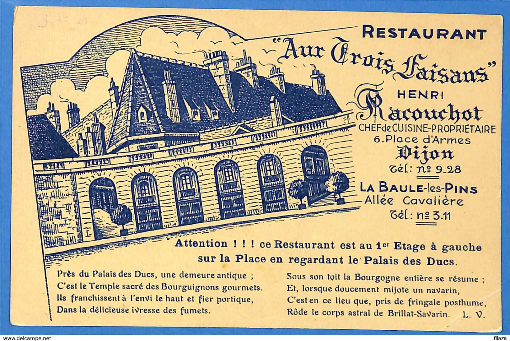 21 - Côte D'Or - Dijon - Restaurant Aux Trois Faisans - La Baule Les Pins (N9646) - Dijon