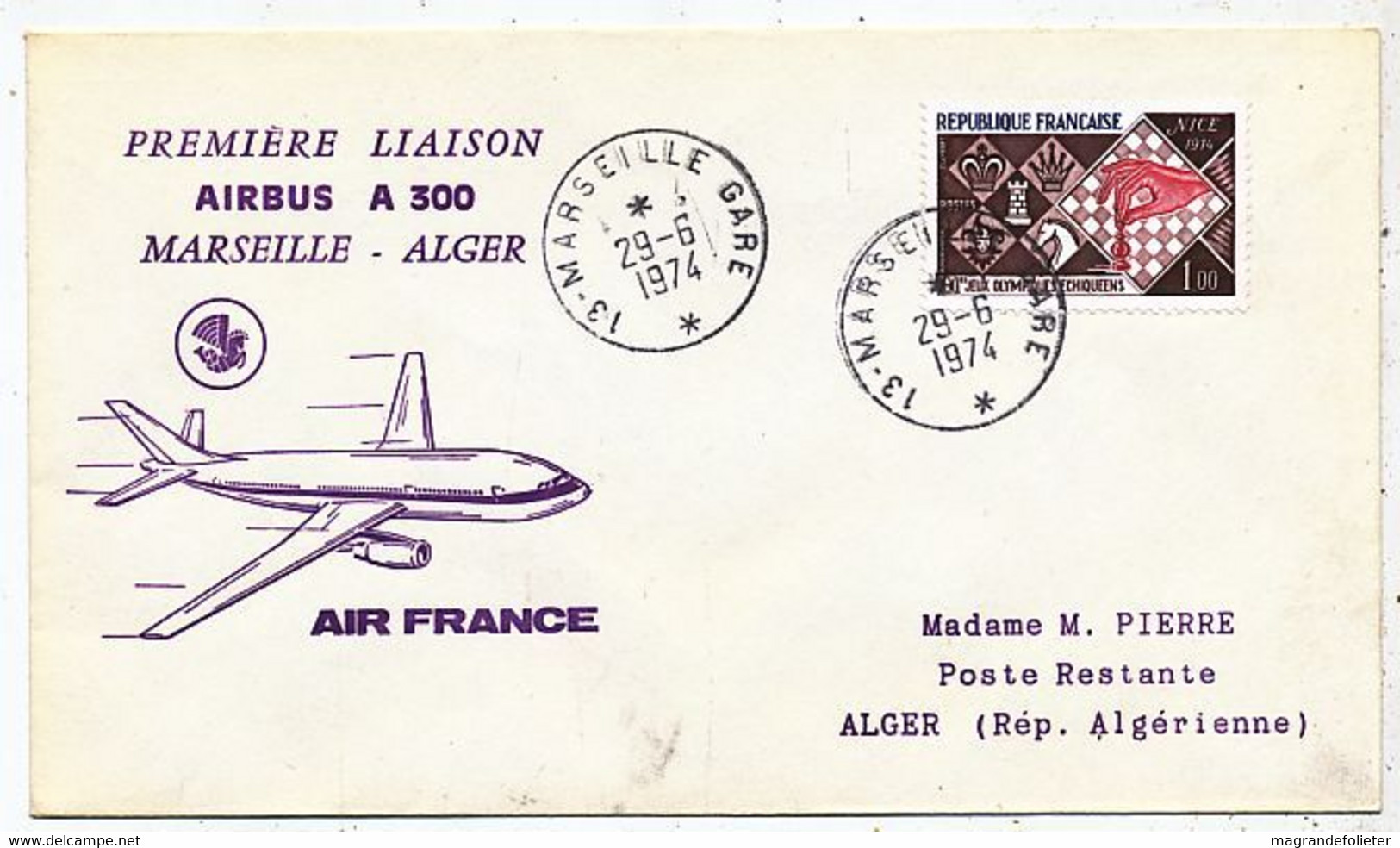 AVION AVIATION AIRLINE AIR FRANCE PREMIER VOL AIRBUS A-300 MARSEILLE-ALGER 197469 - Certificats De Vol