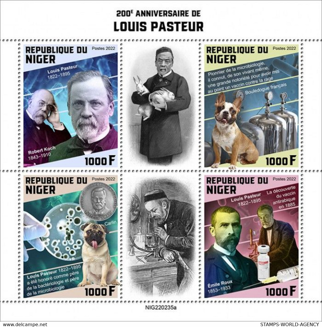 2022-05 - NIGER - LOUIS PASTEUR             4V    MNH** - Louis Pasteur